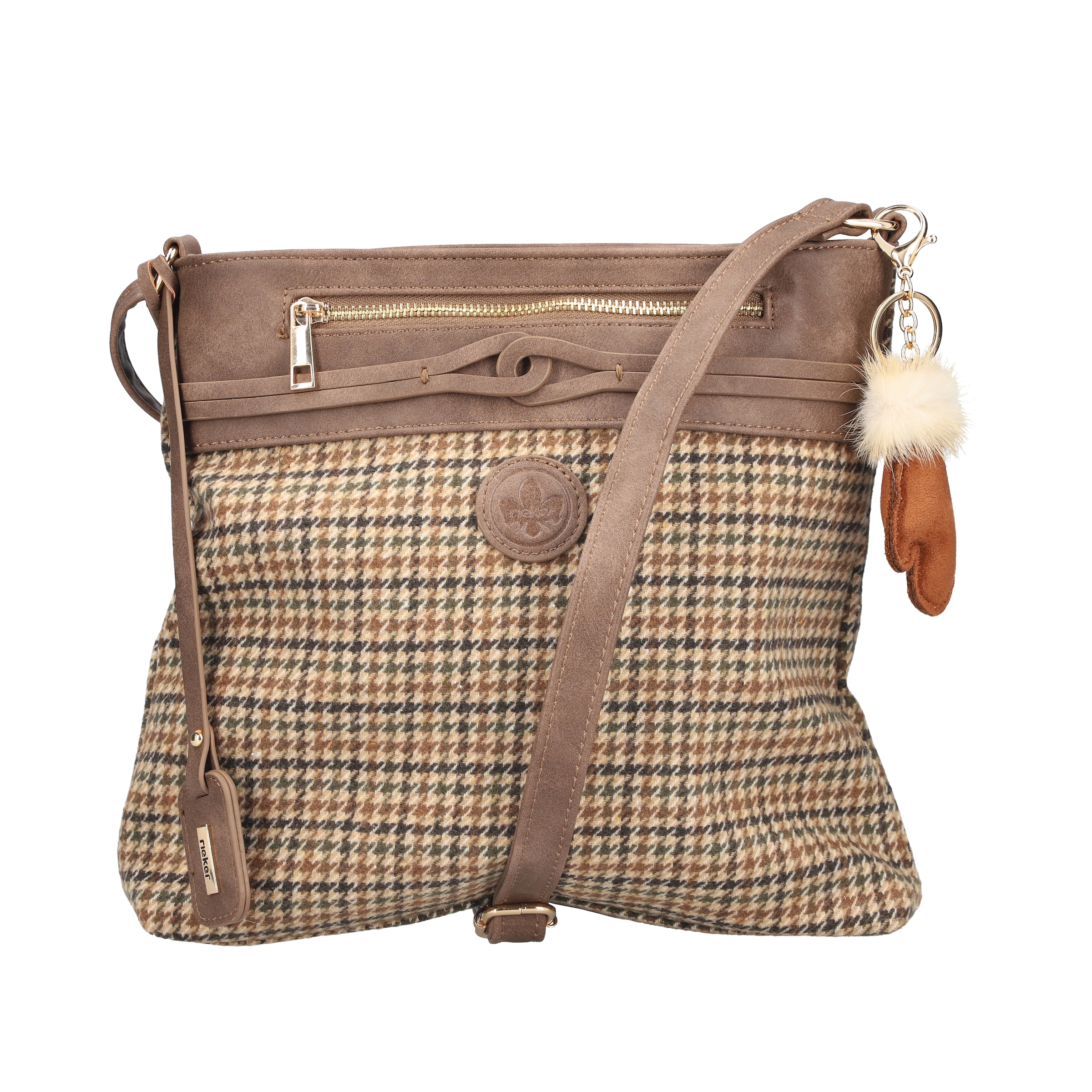 Rieker Umhängetasche »Gurgaon« Damen Handtasche, Schultertasche, Henkeltasche in kariertem Look