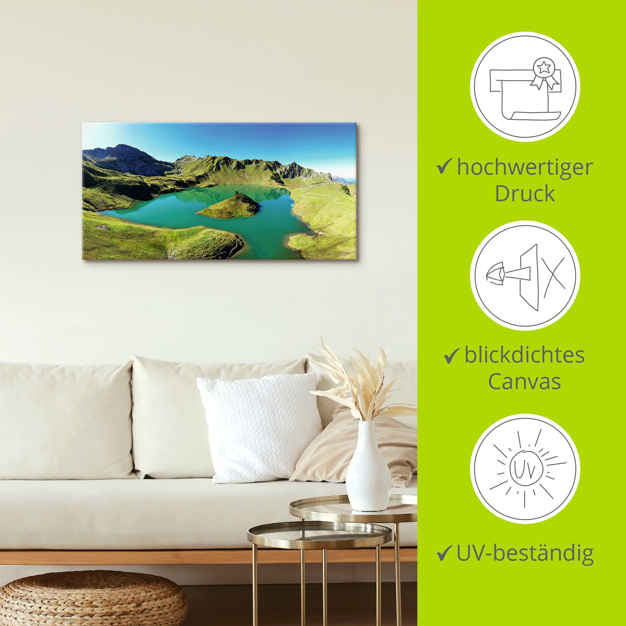 Artland Leinwandbild »Schrecksee Bayerischen Hochalpen«, Berge & Alpenbilder, (1 St.), auf Keilrahmen gespannt