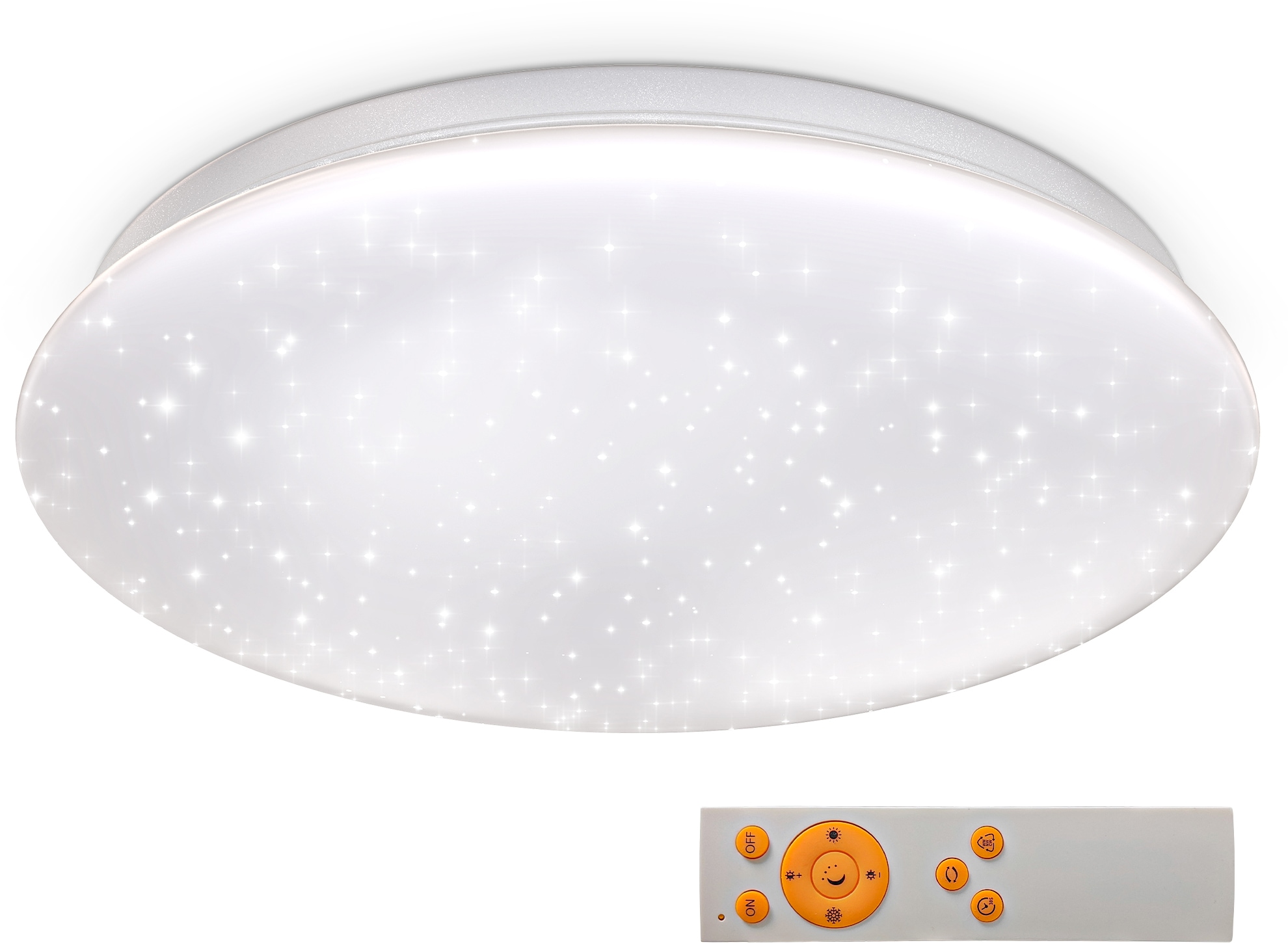B.K.Licht LED Deckenleuchte,  LED Sternenhimmel, Kunststoff-Metall, Weiß, Inkl. 1 x LED-Platine, 17 Watt, 1.530 Lumen, dimmbar, inkl. IR Fernbedienung