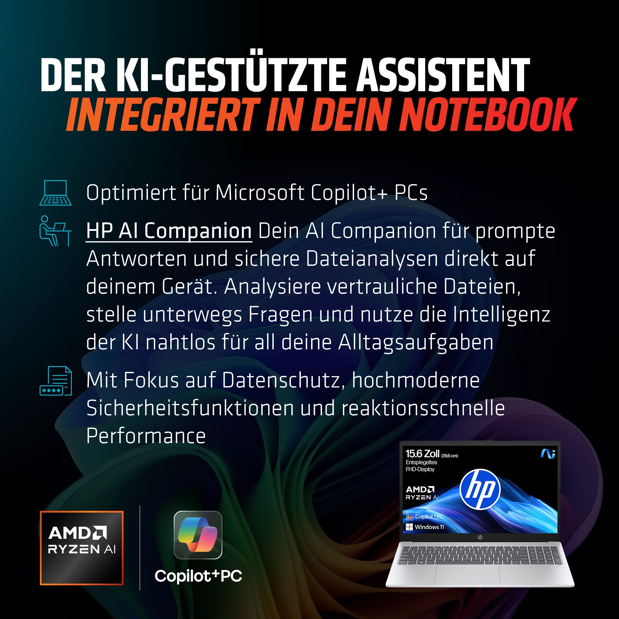 HP Notebook »OmniBook 3 NG AI« 39,62 cm / 15,6 AMD Ryzen™ AI 5 Radeon 820M 512 GB SSD