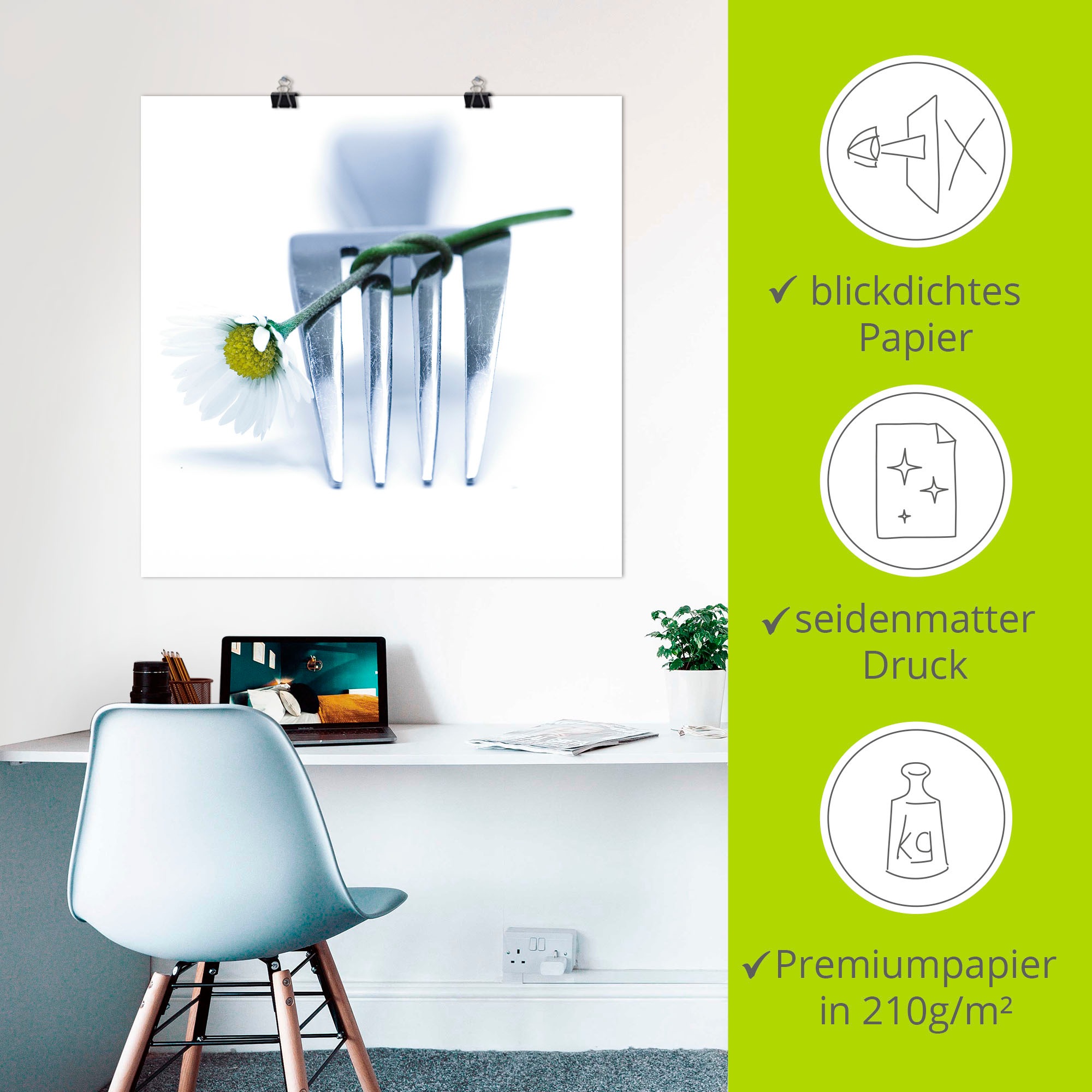 Artland Wandbild »Gabel und Blume«, Geschirr & Besteck, (1 St.), als Leinwandbild, Poster in verschied. Größen