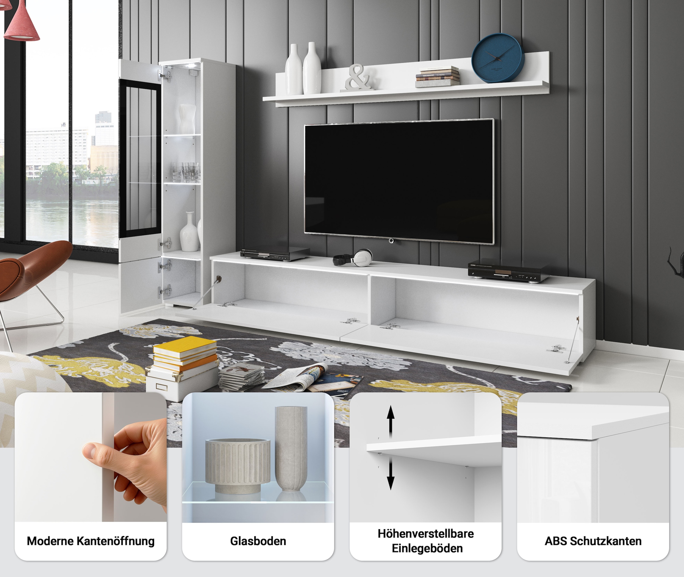 INOSIGN Wohnwand »VERA I, Vitrinen Türanschlag links/rechts wechselbar« Komplett-Set, 3 Stk. tlg.