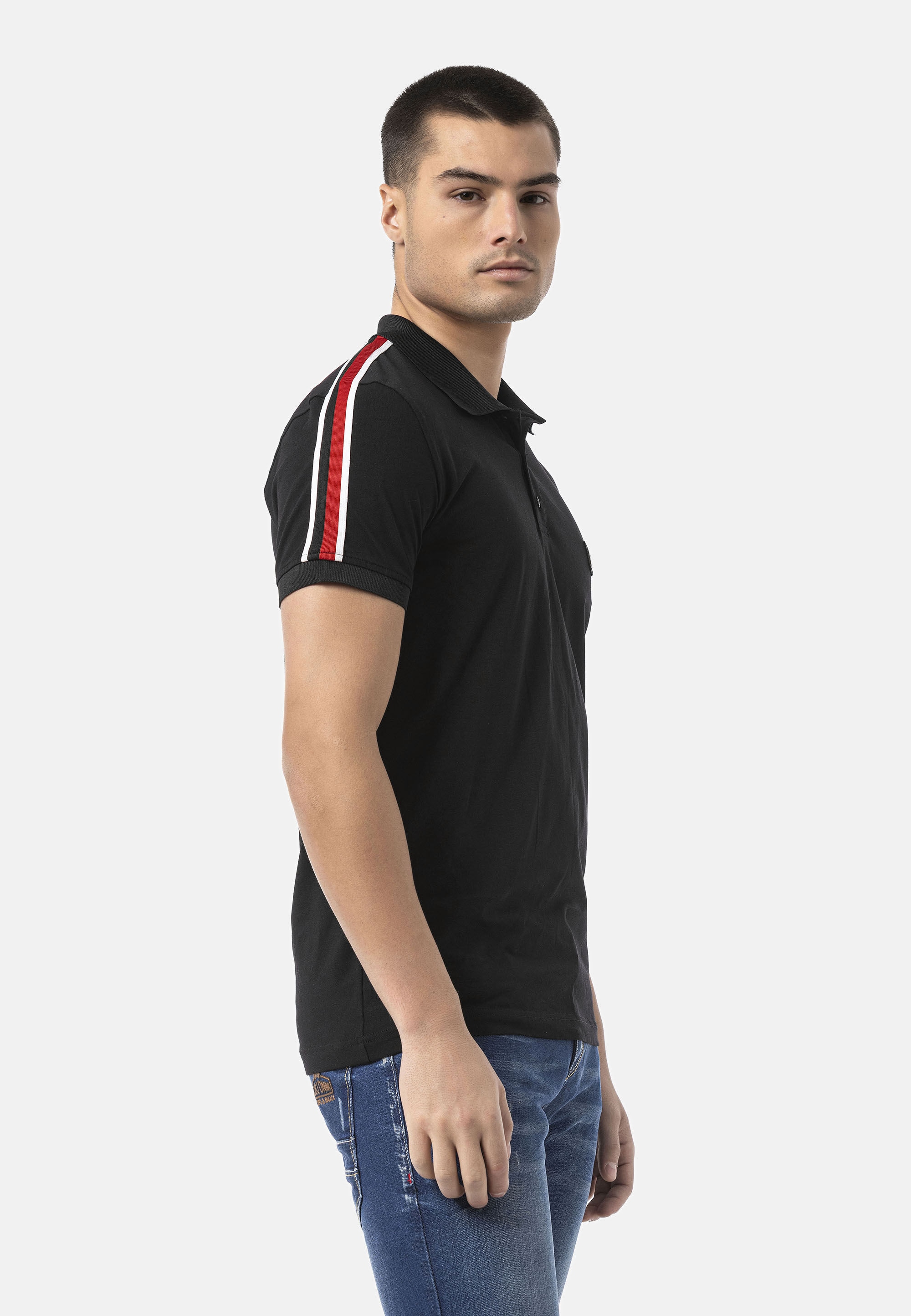 Cipo & Baxx T-Shirt »CT801« eleganten Hemdkragen
