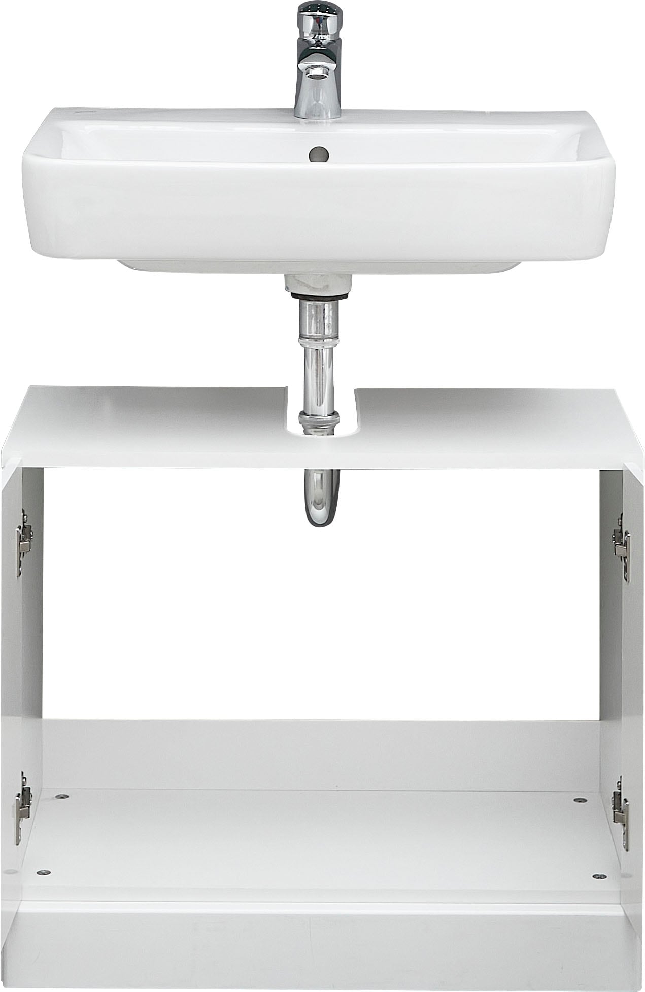 Saphir Waschbeckenunterschrank »Quickset 955 Unterbeckenschrank, Weiß Hochglanz, 2 Türen«, Waschbeckenschrank inkl. Türdämpfer, 65 cm breit, ohne Waschbecken