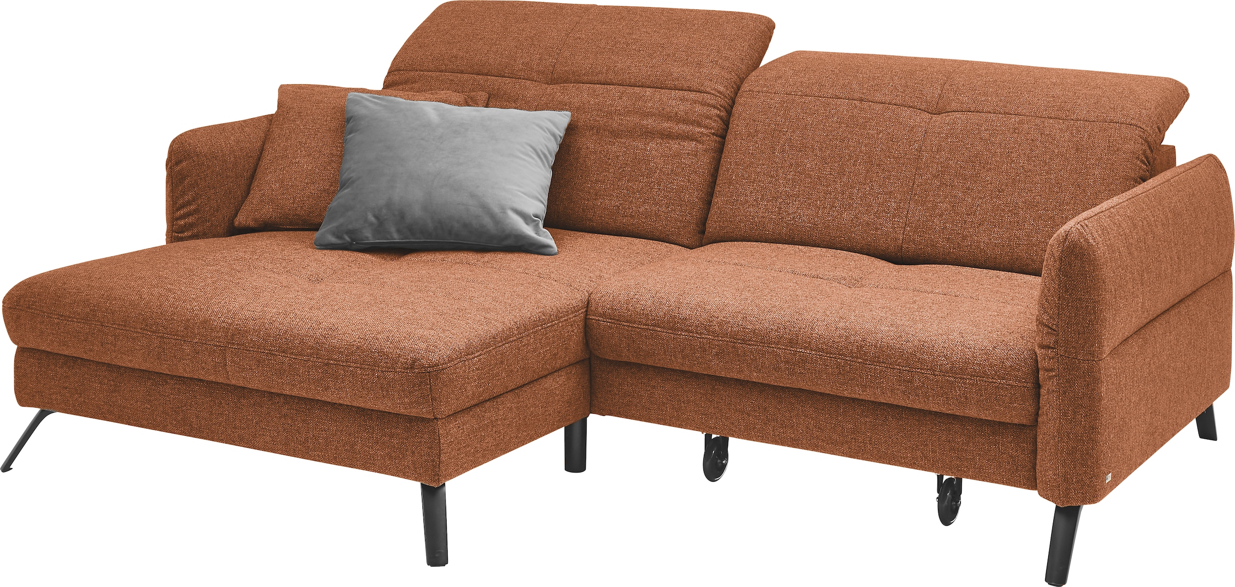 set one by Musterring Ecksofa »SO 4400 V«, wahlweise mit motorischer Bettfunktion & Kopfverstellung, Fuß schwarz