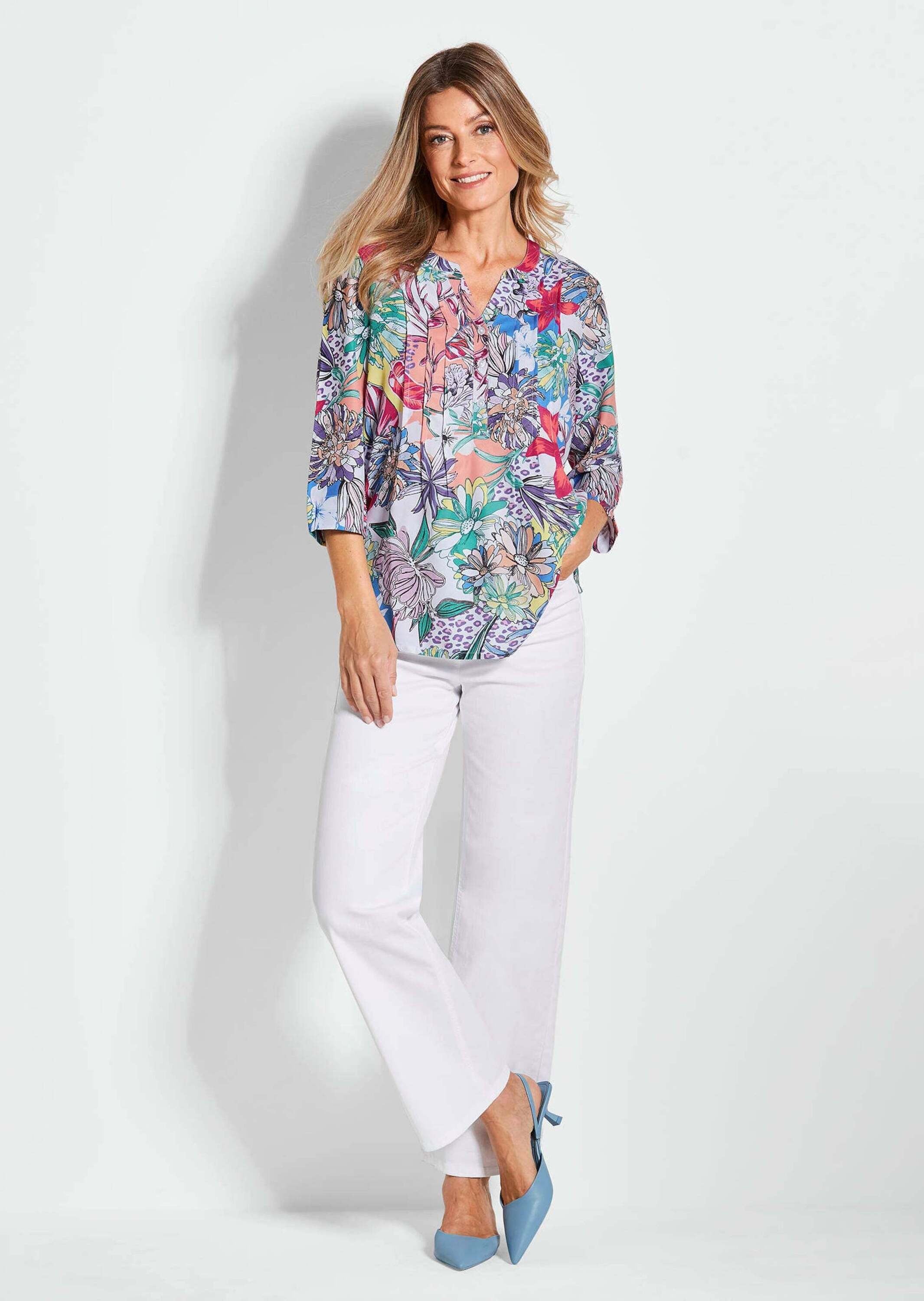 GOLDNER Druckbluse »Farbbrillante Druckbluse mit liebevollen Details« Ohne