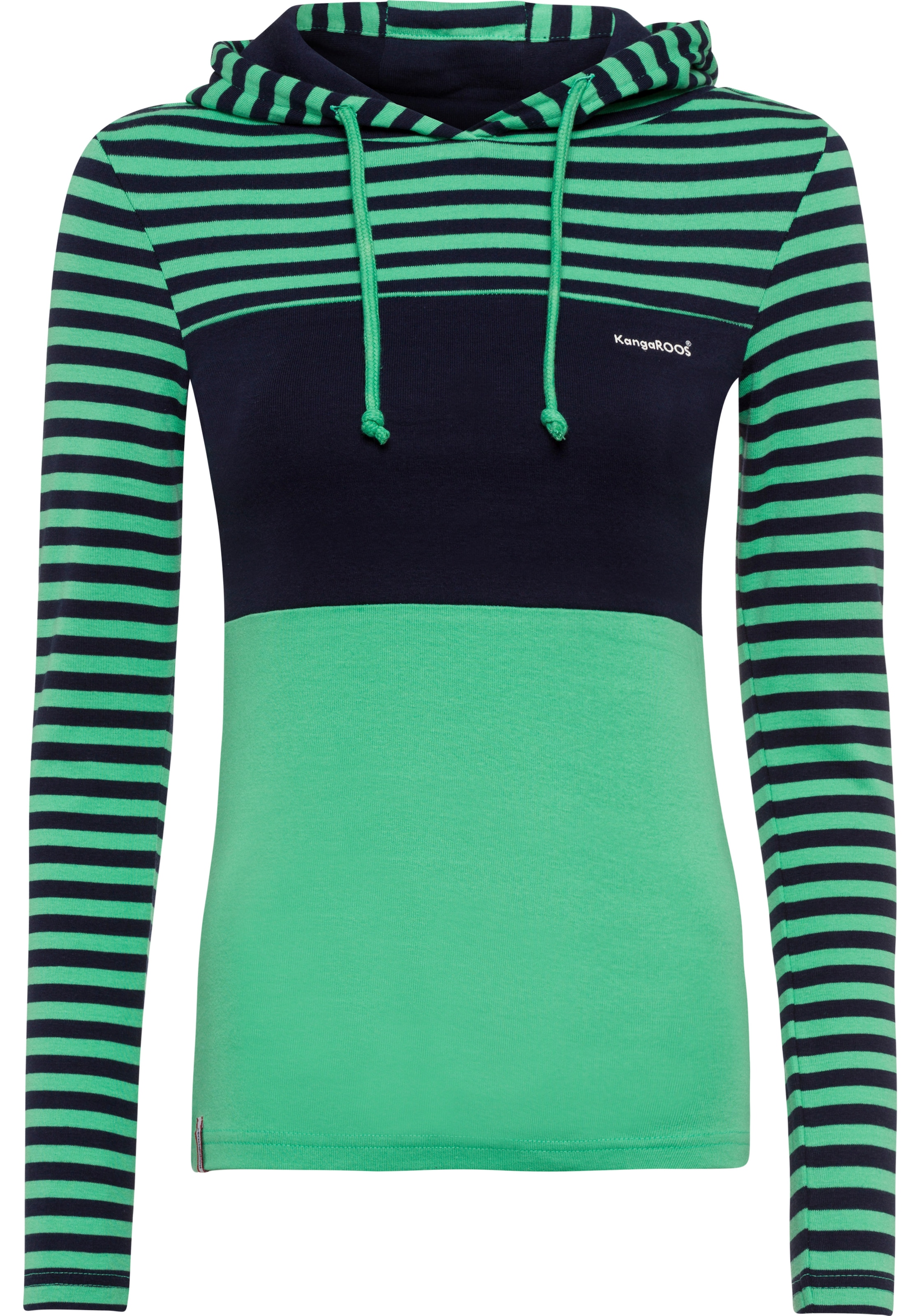 KangaROOS Kapuzenshirt, Langarm, sehr figurbetont, mit Colourblocking-Optik