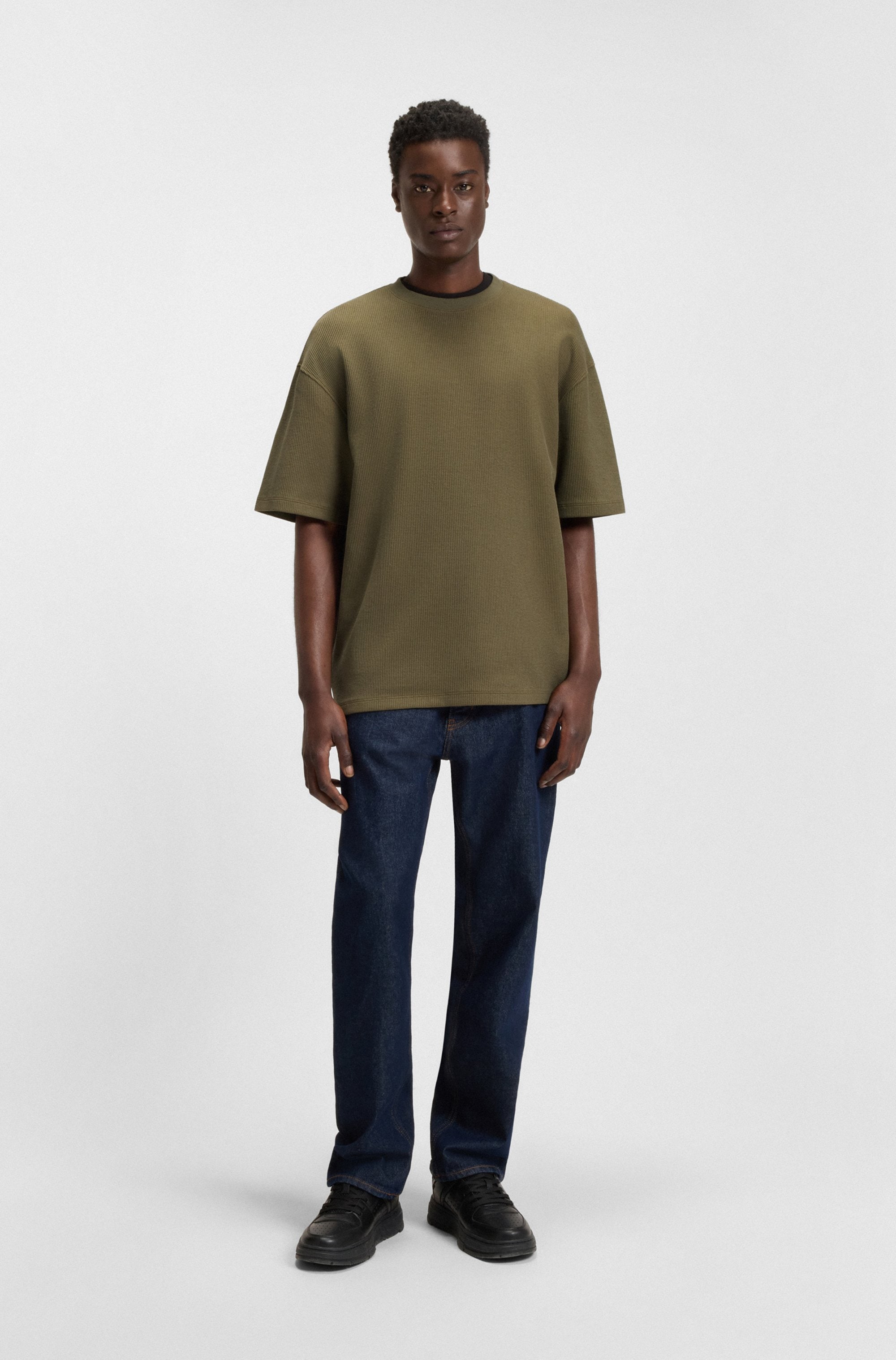 HUGO Blue T-Shirt »Nuwaffle«, mit Waffelmuster