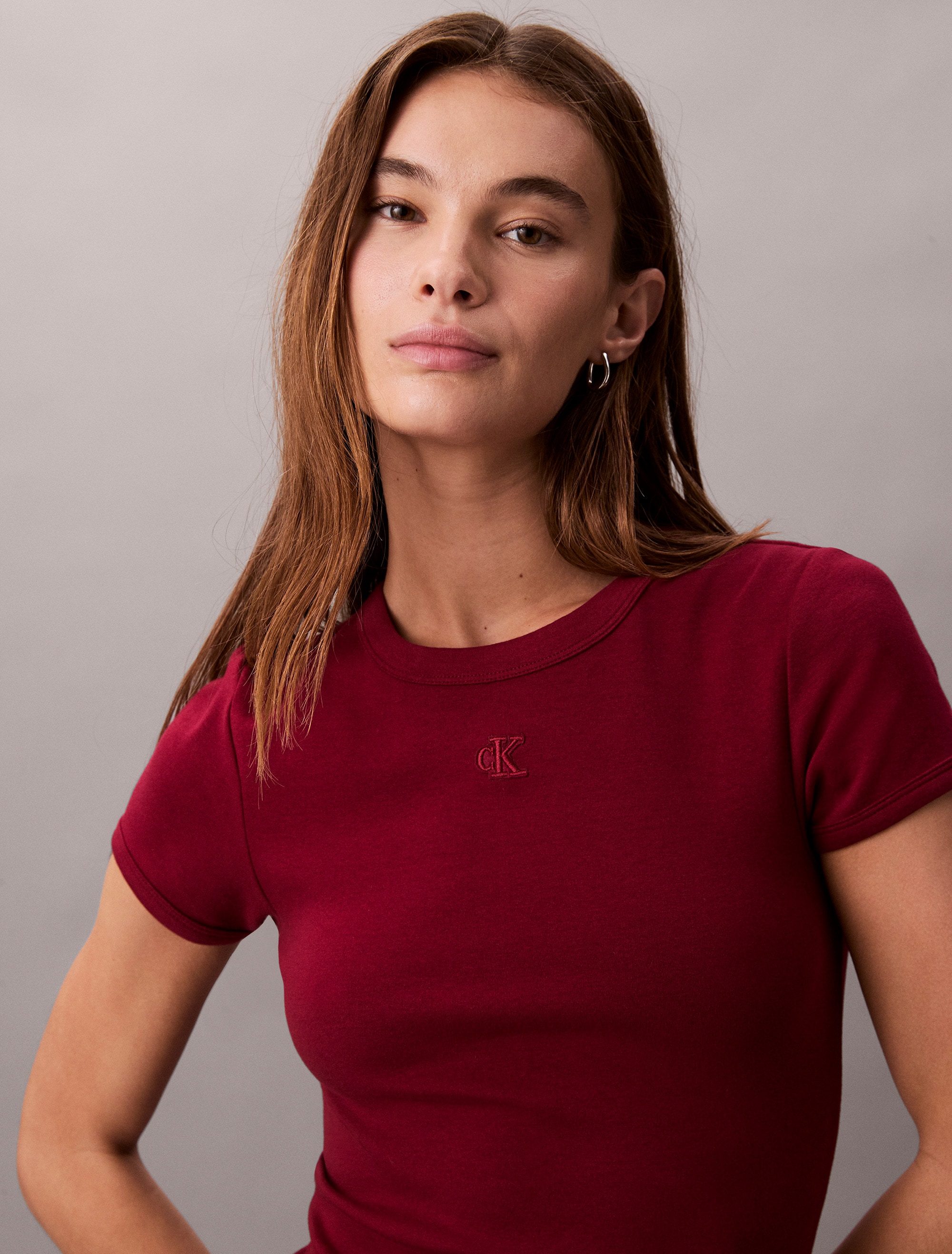Calvin Klein Jeans Jerseykleid »SS CTN CNTR 1X1 RB S«, Mit Rundhalsausschnitt