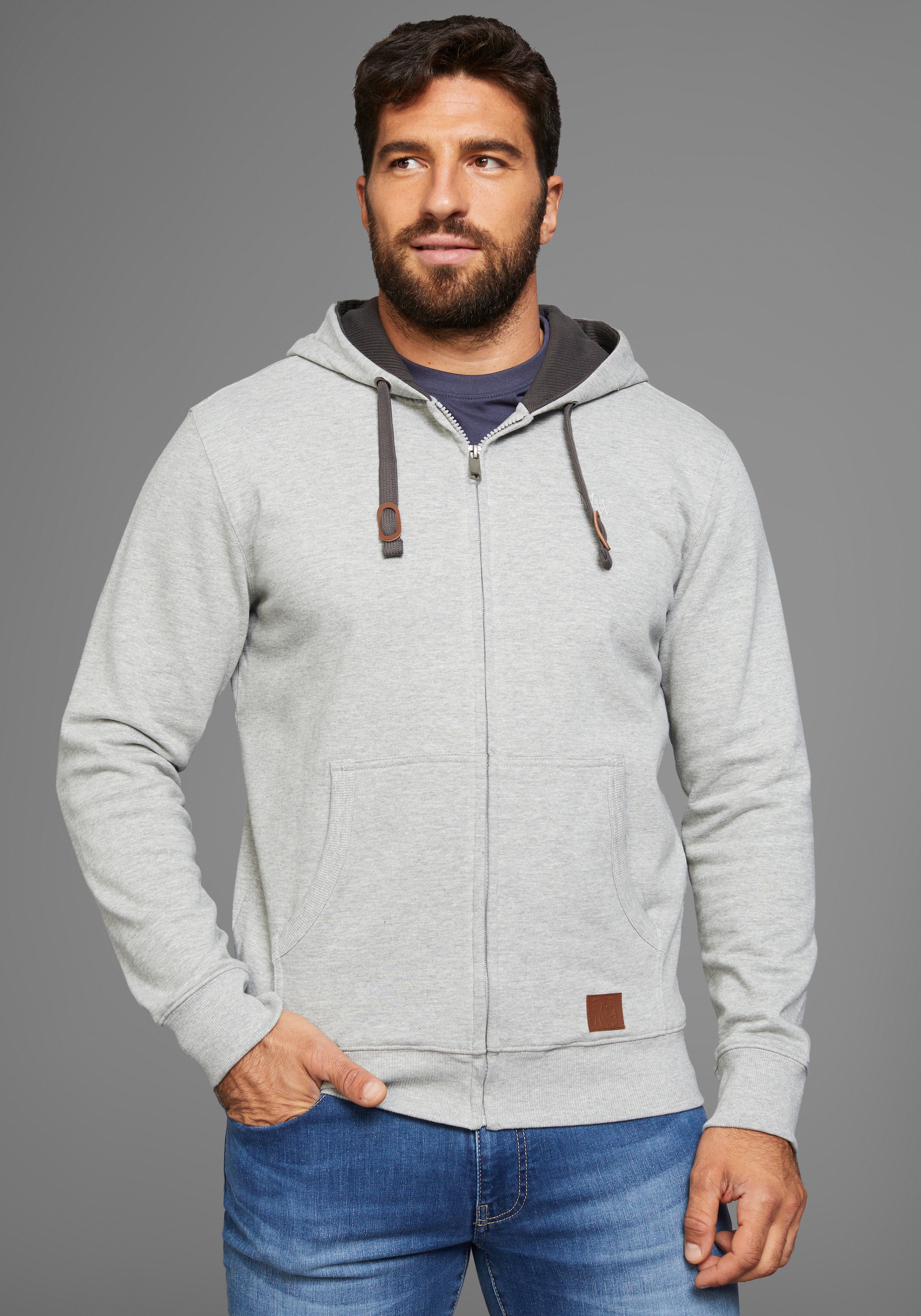 Man's World Kapuzensweatjacke, mit kontrastfarbigem Innenfutter