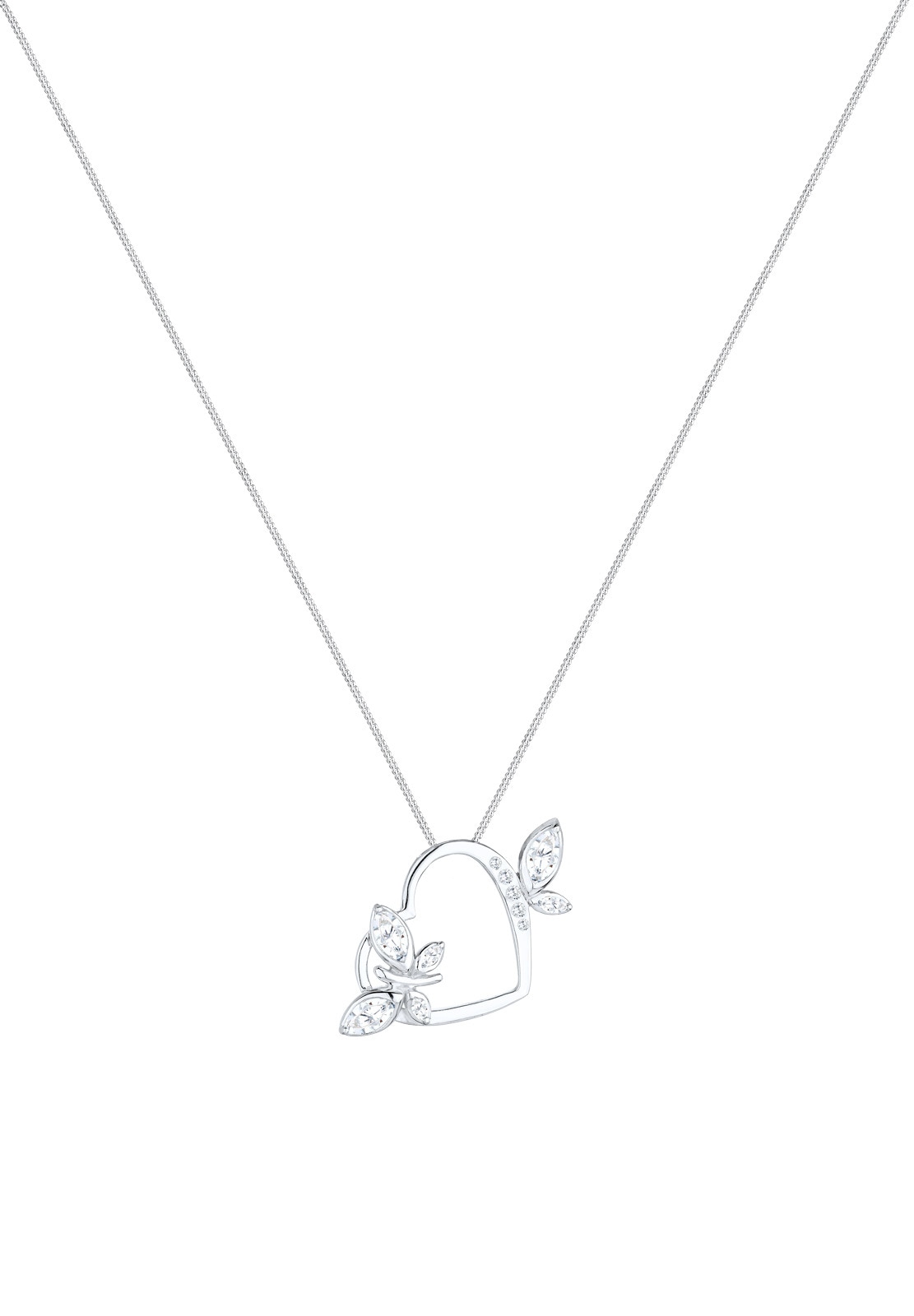 Elli Silberkette »Halskette Herz Schmetterling Zirkonia Weiß 925 Sterling Silber«