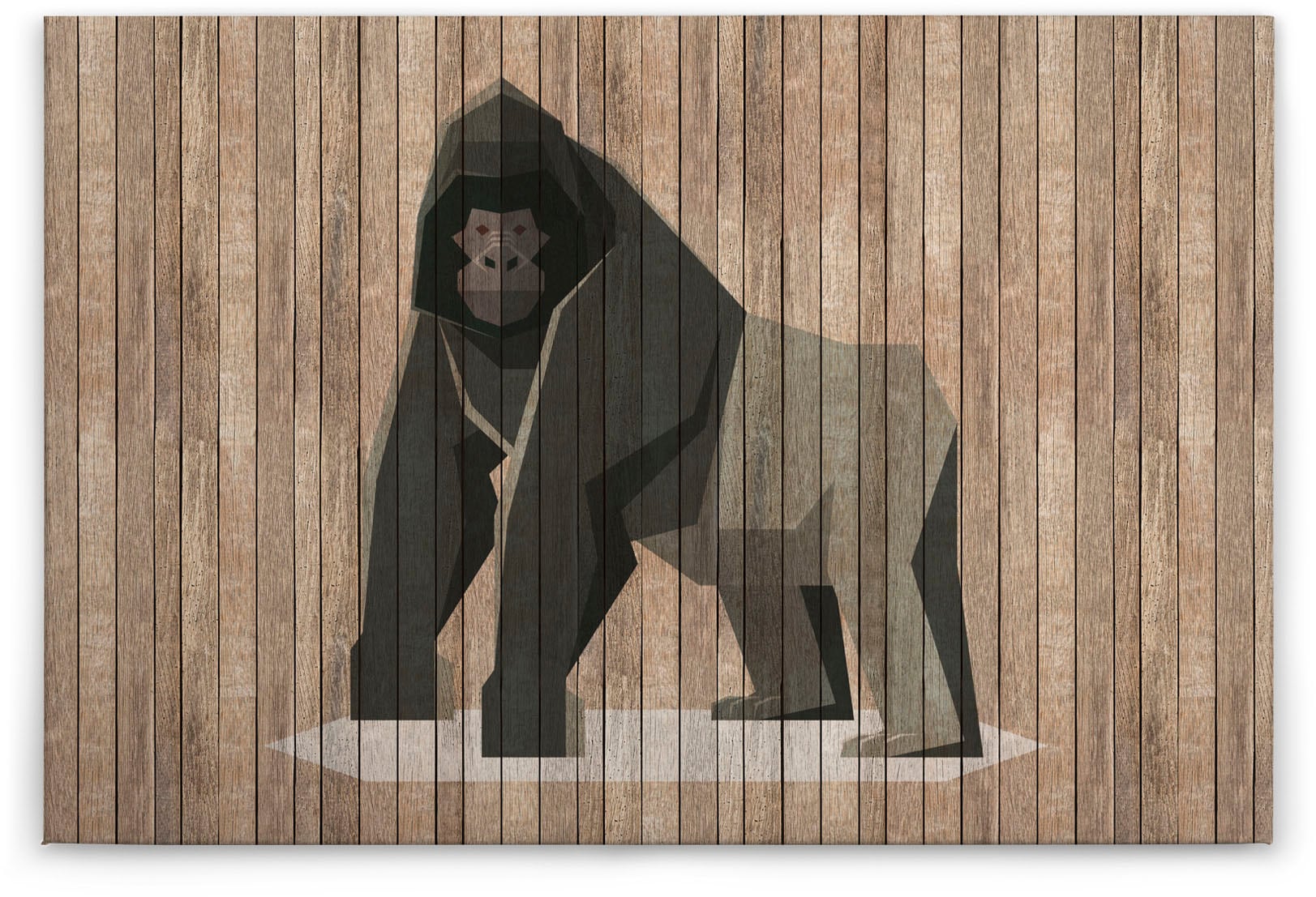 A.S. Création Leinwandbild »born to be wild 3«, Tiere, (1 St.), Keilrahmen Bild Holzoptik Gorilla Tiere