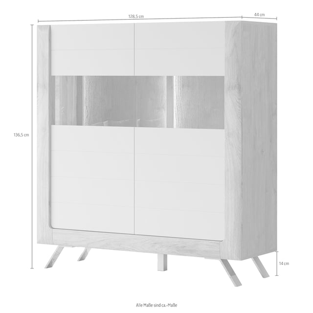 Leonique Highboard »Kasai«, Höhe 136,5 cm, 2 Türen mit Glaseinsatz kaufen |  UNIVERSAL