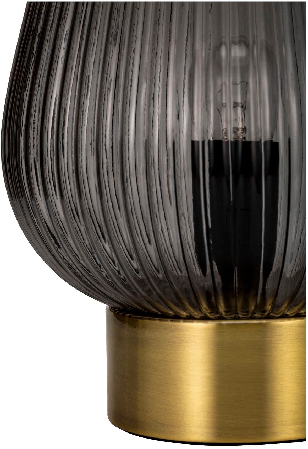 Pauleen Tischleuchte »Crystal Gloom«, 1 flammig, Leuchtmittel E14 | ohne Leuchtmittel, E14, Rauchglas, Messing, Glas, Metall