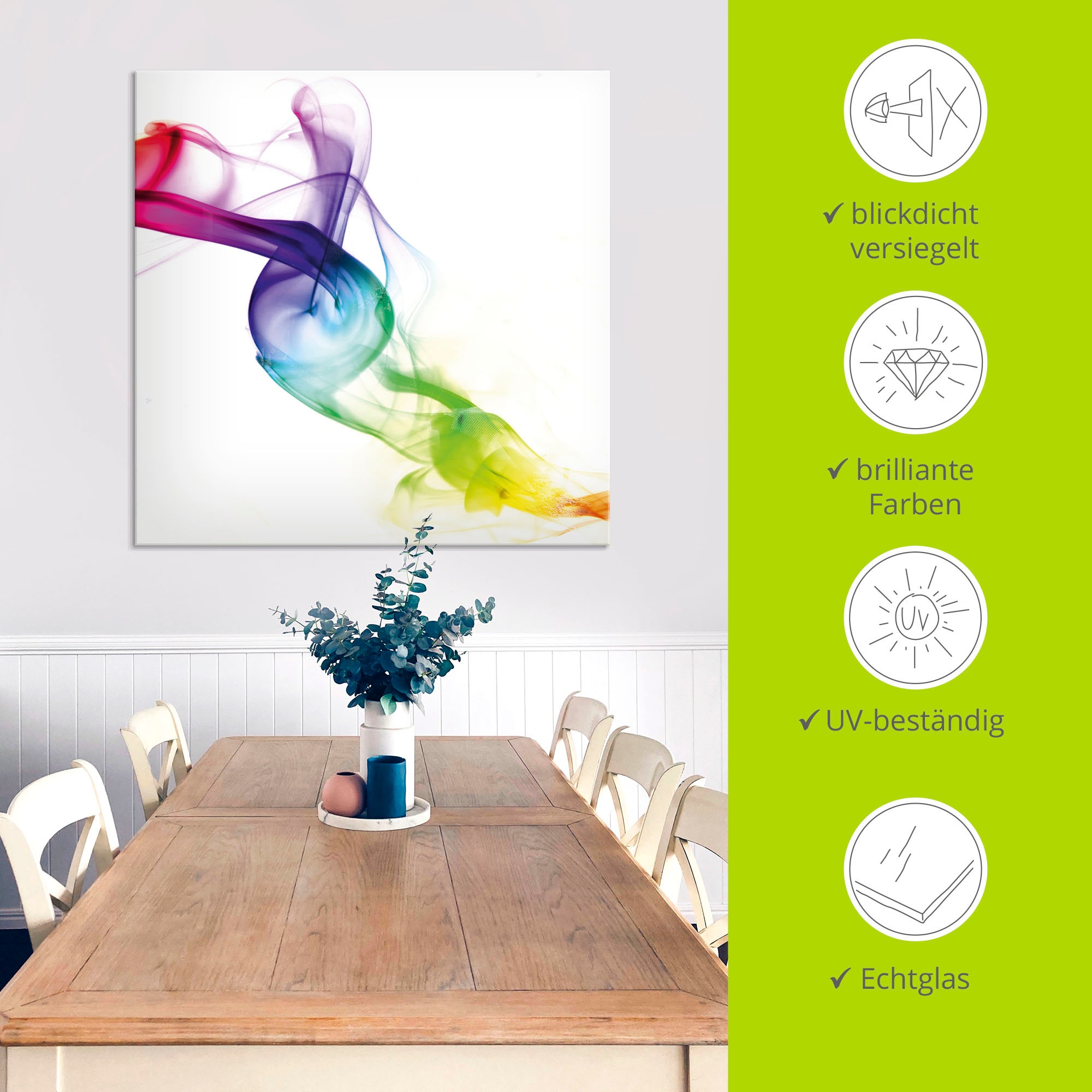 Artland Glasbild »Rauch - Abstrakt« Gegenstandslos 1 Stk. tlg. in verschiedenen Größen