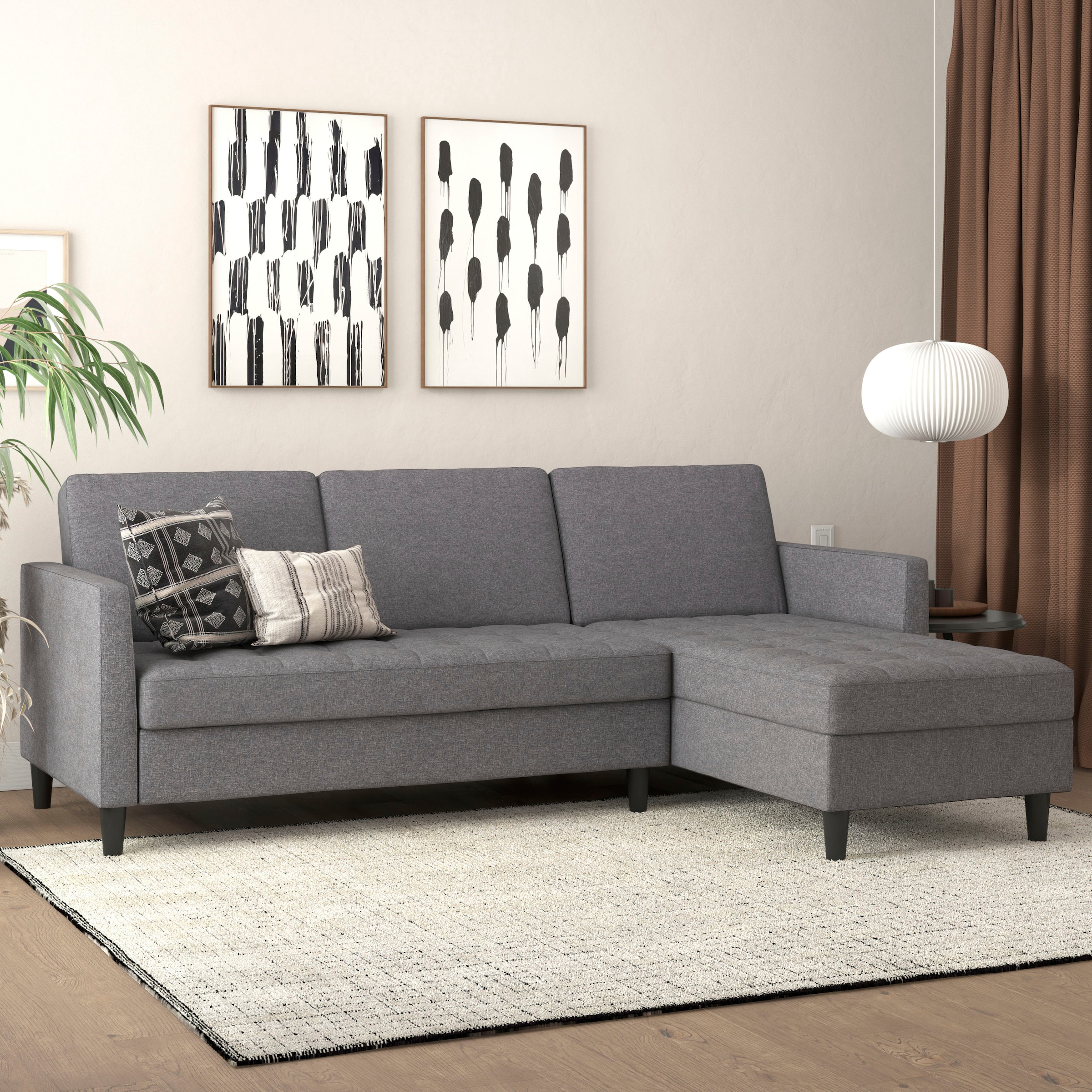 Dorel Home Ecksofa »Presley, L-Form,«, Ecksofa mit Bett-Funktion und Stauraum, verstellbare Rückenlehne
