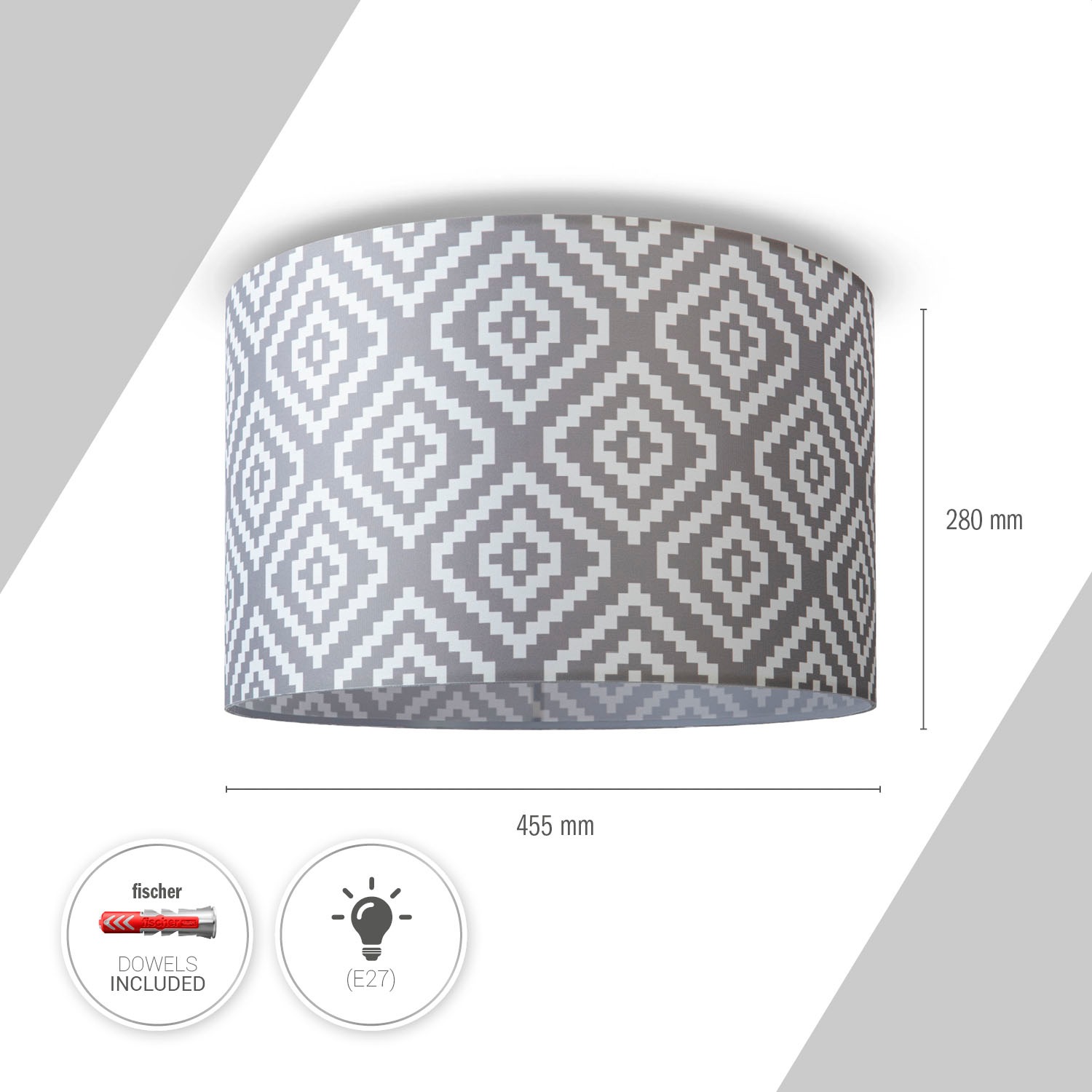 Paco Home Deckenleuchte »Hugo Stella« E27 Stoff Lampenschirm Vintage Wohnzimmerlampe Rund Retro Design Textil
