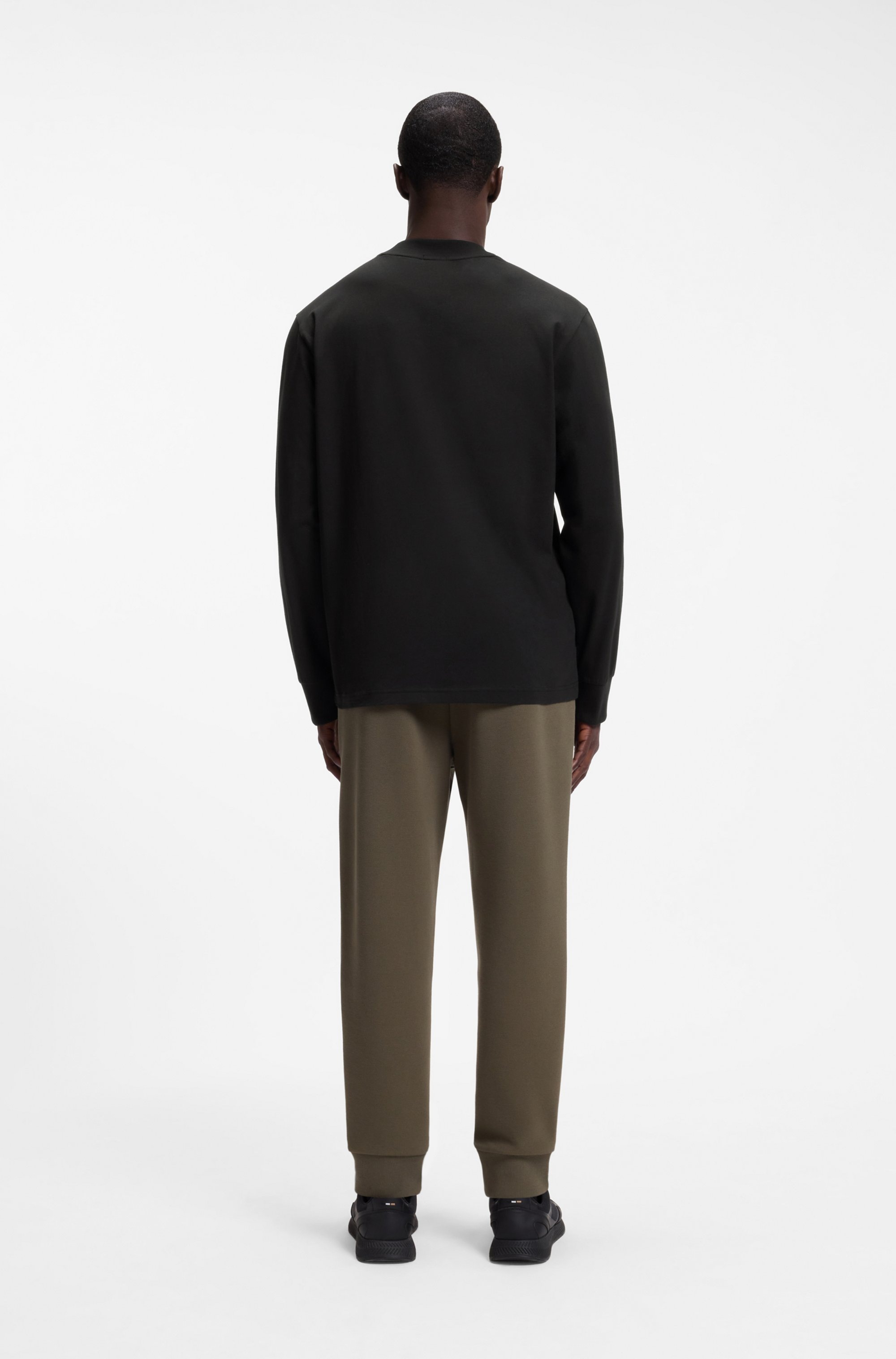 BOSS GREEN Langarmshirt Stretch Jersey Baumwolle, Relaxed Fit, Rundhalsausschnitt
