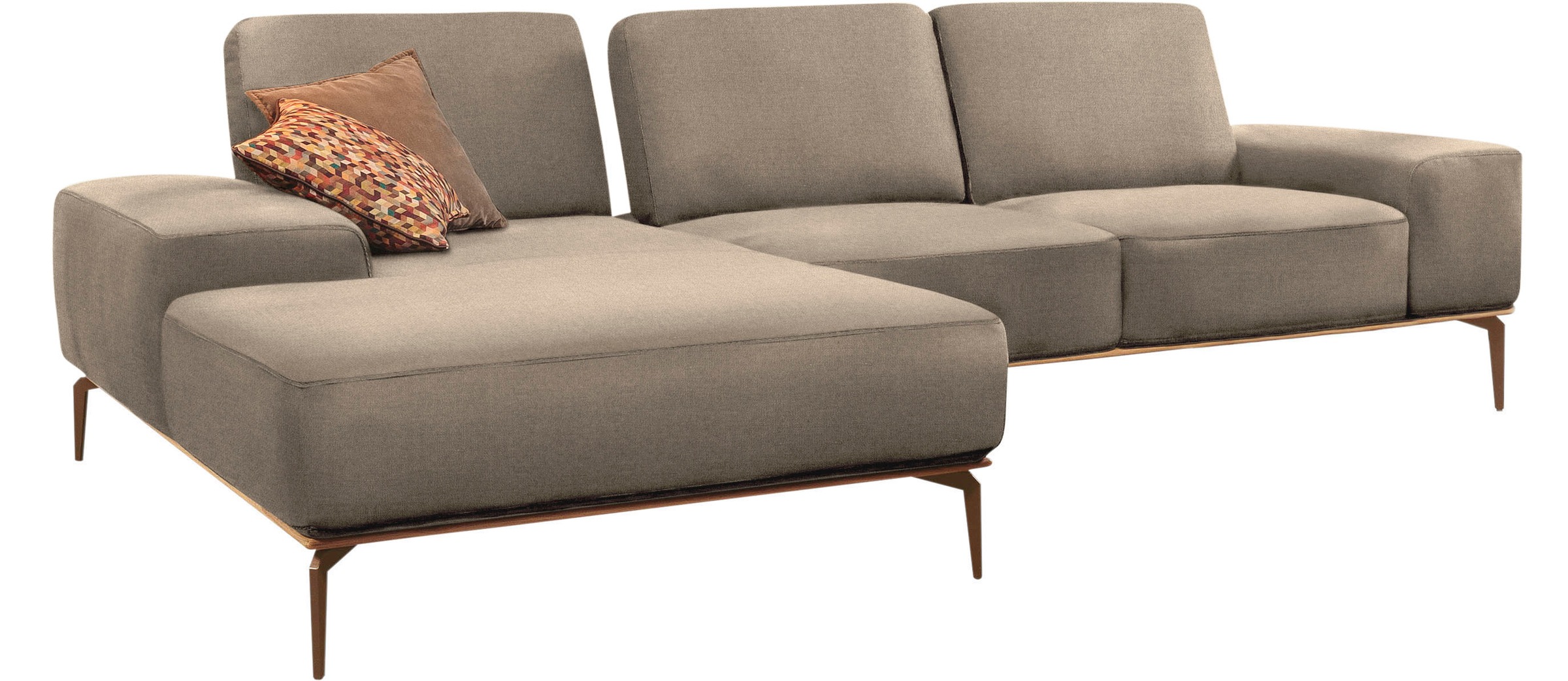 W.SCHILLIG Ecksofa »run, Designsofa mit tollem Sitzkomfort, L-Form«, mit Holzsockel, Füße in Bronze pulverbeschichtet, Breite 299 cm