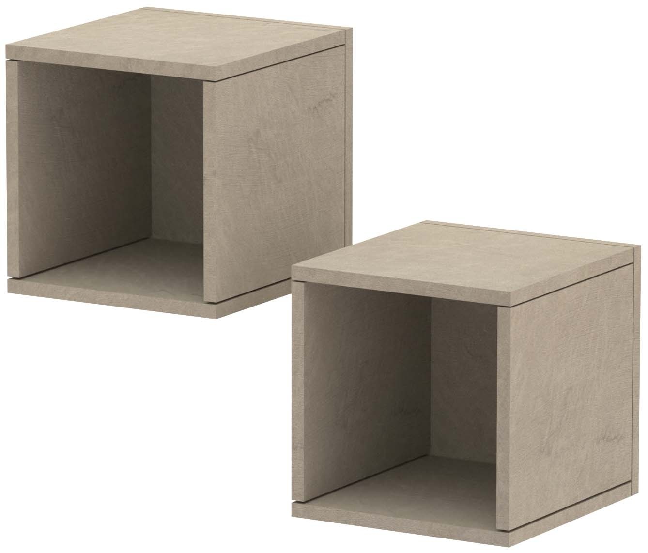 Home affaire, Wandregal »Infinity« Set, 2 kleine Würfelregale, 2 Stk. tlg. Würfelregal 2er-Set, Breite 28 cm, Höhe 29 cm, Lehmfarben, FSC -
