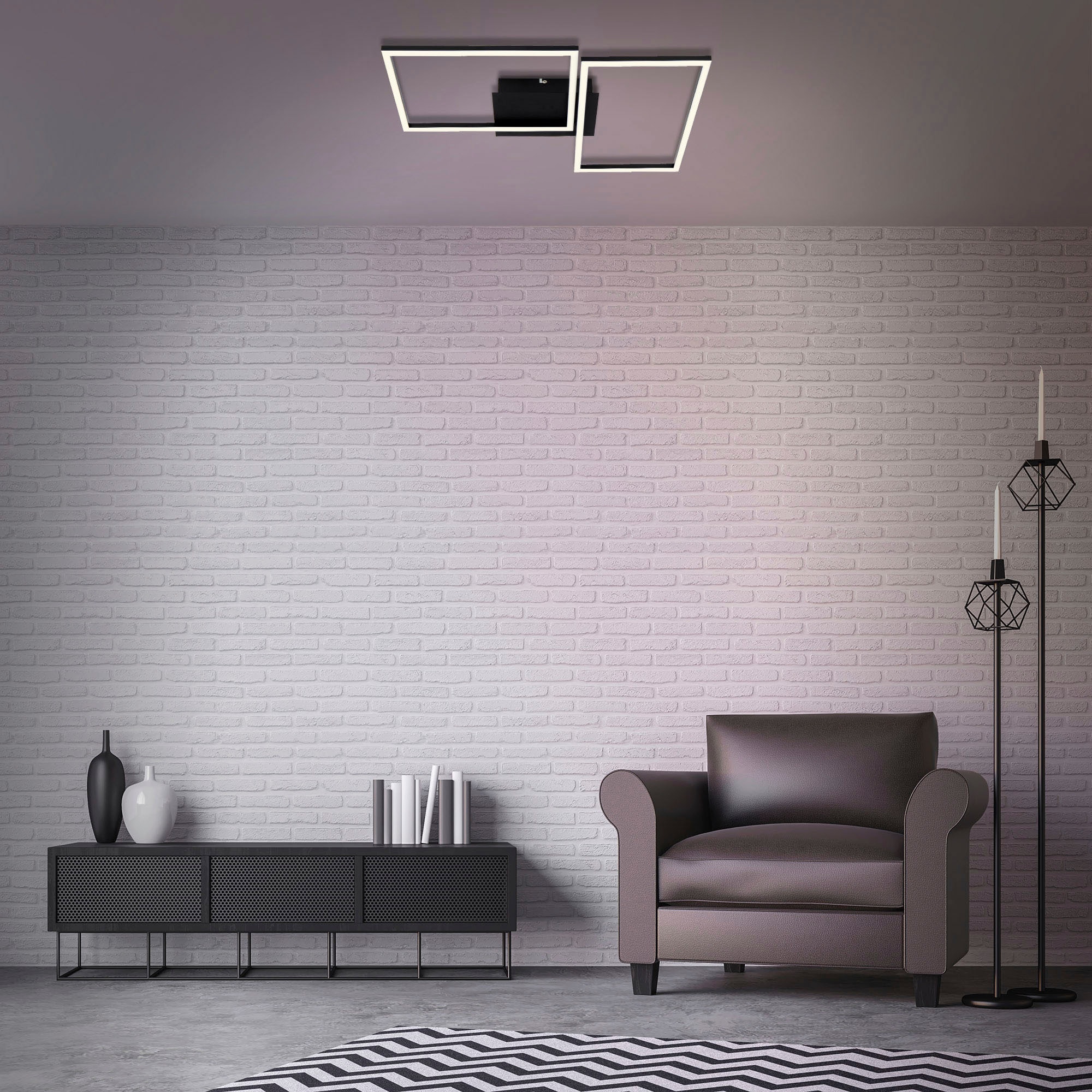 Briloner Leuchten LED Deckenleuchte »3149015 FRAME« LED-Board Kaltweiß | Neutralweiß | Tageslichtweiß | Warmweiß Deckenlampe, 50x38,8x7,8cm, Schwarz, 30W, Wohnzimmer, Schlafzimmer