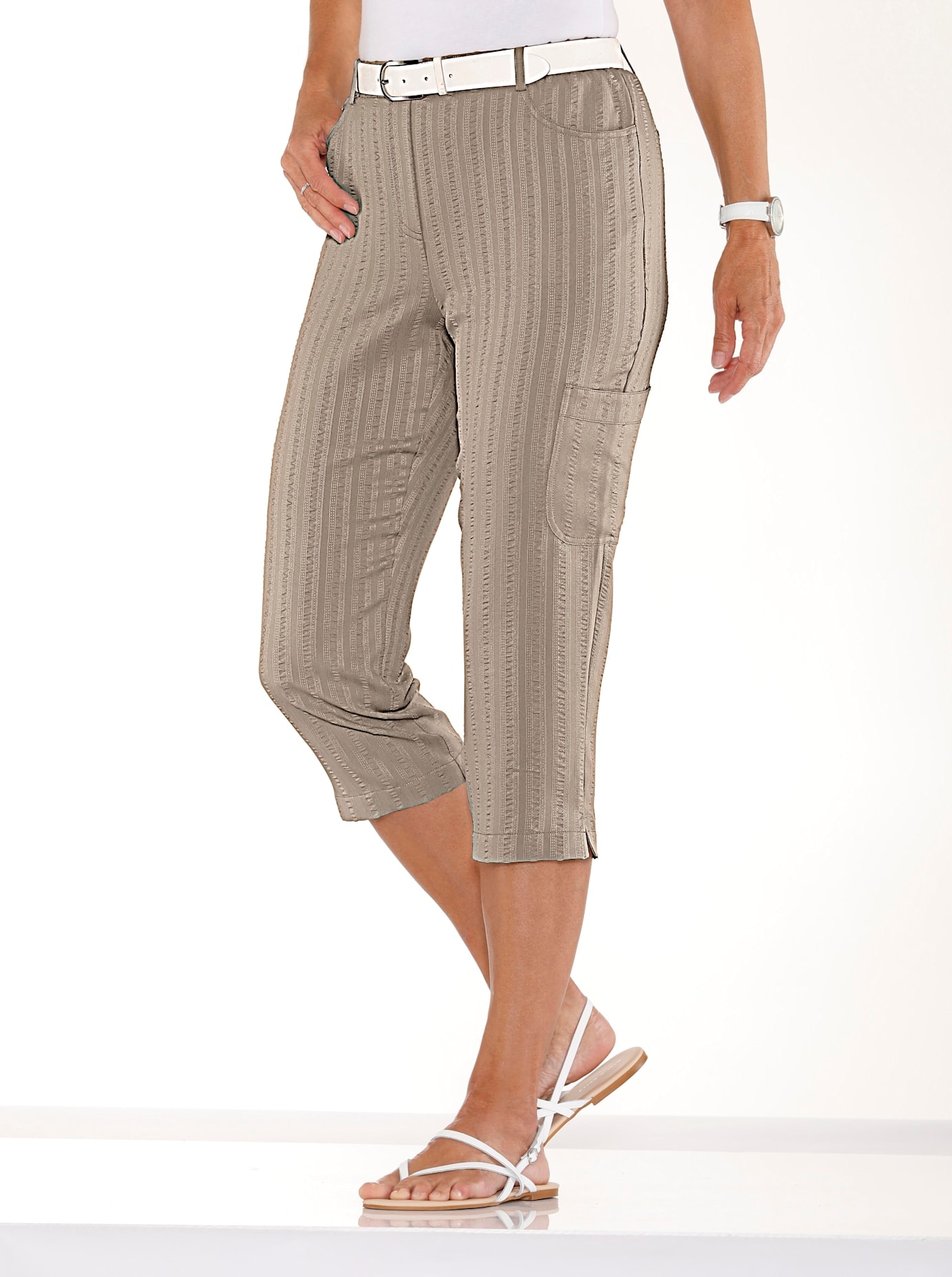 Classic Basics, Damen, Caprihose, sesam, Normalgrößen, 40 - Normalgrößen, sesam, angenehme Strukturware