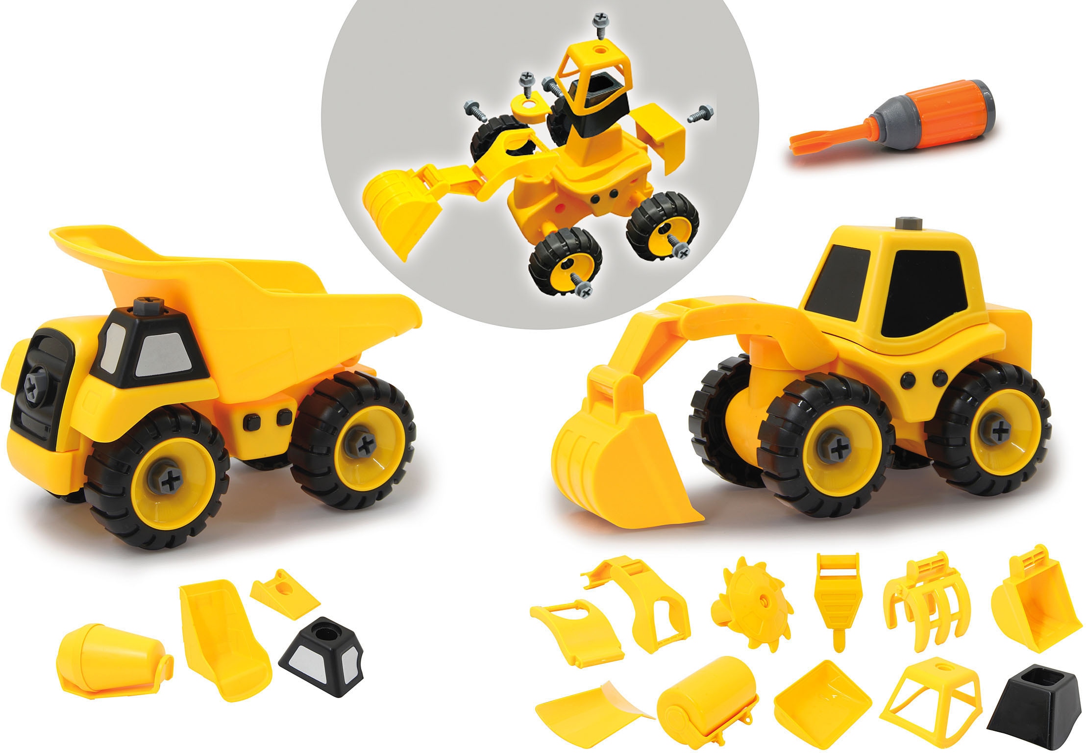 Jamara Spielzeug-Traktor »Baufahrzeuge 9 in 1«, (Set, 46 tlg.)