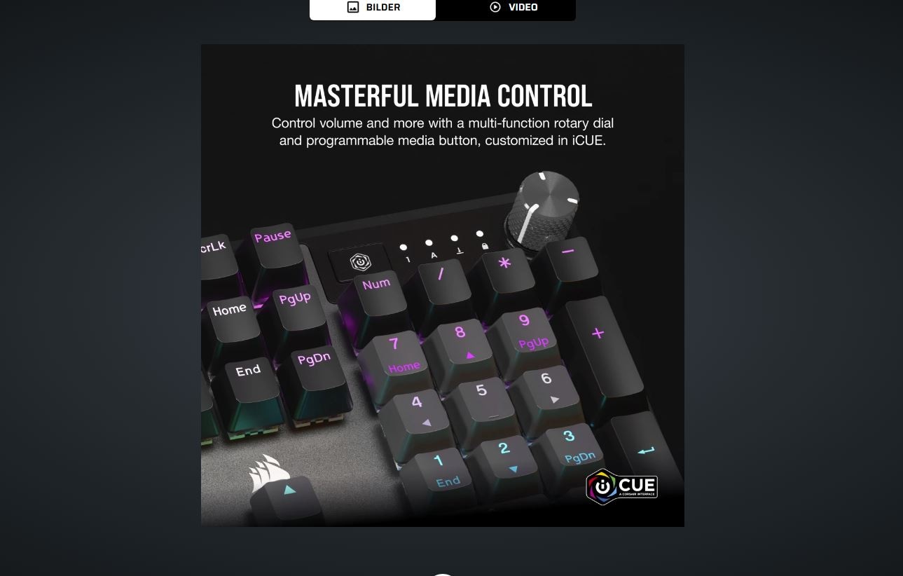Corsair Tastatur »K70 Core RGB« (Fn-Tasten | Lautstärkeregler | USB-Anschluss | Ziffernblock | verstellbare Füße)