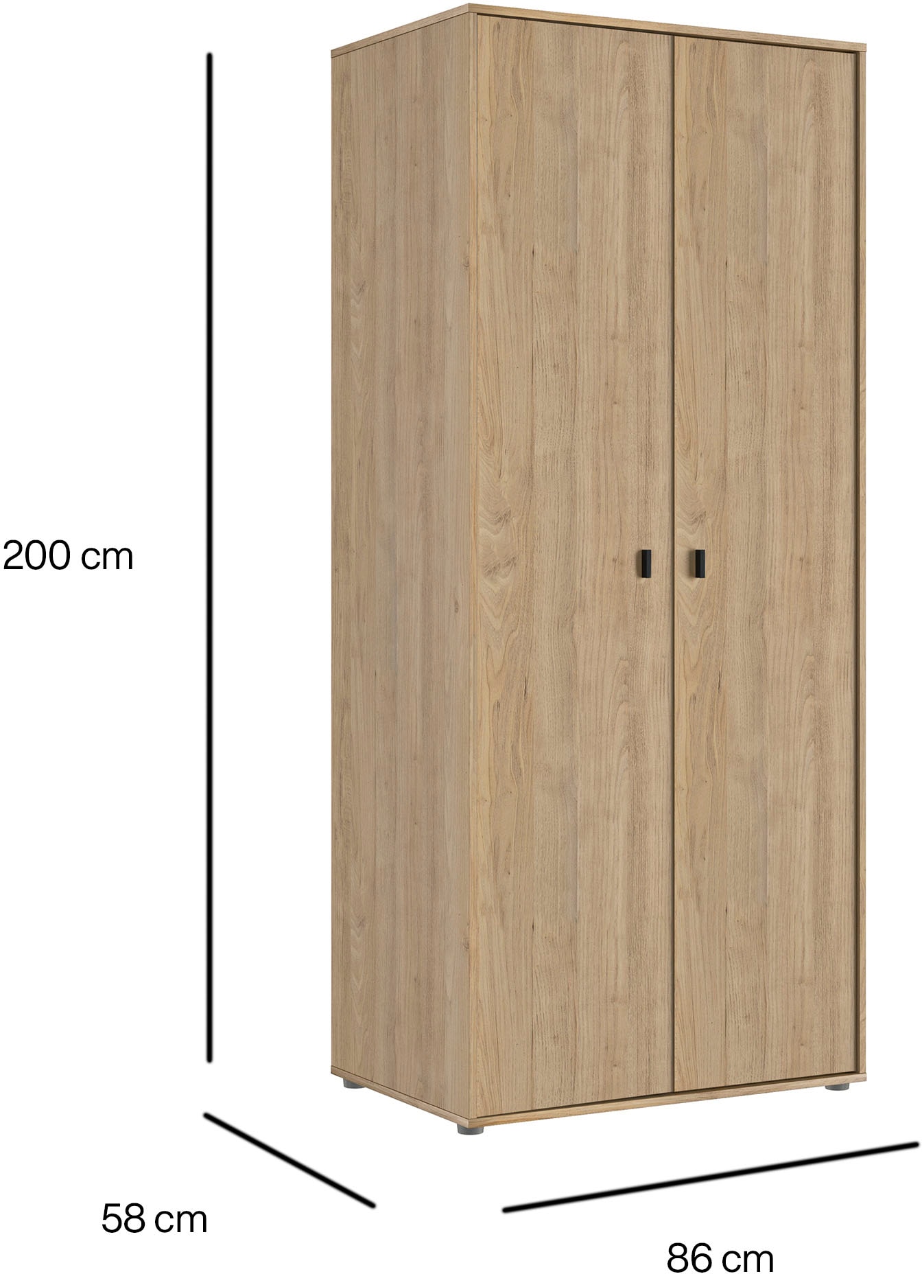 Gami Kleiderschrank »2-türiger Kleiderschrank«, ein einfaches und funktionales, gut eingerichtetes Schrank