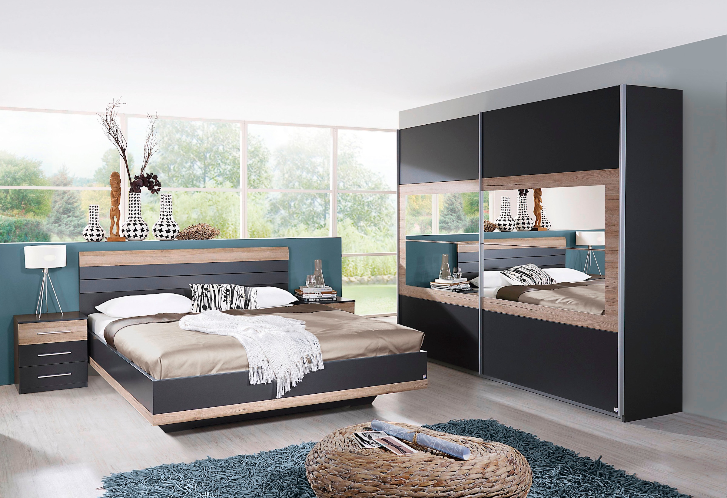rauch Schlafzimmer-Set »Tarragona«, (Set, 4 tlg.), Schwebetürenschrank in 3 Breiten, Bett in 2 Größen und 2 Nachttische