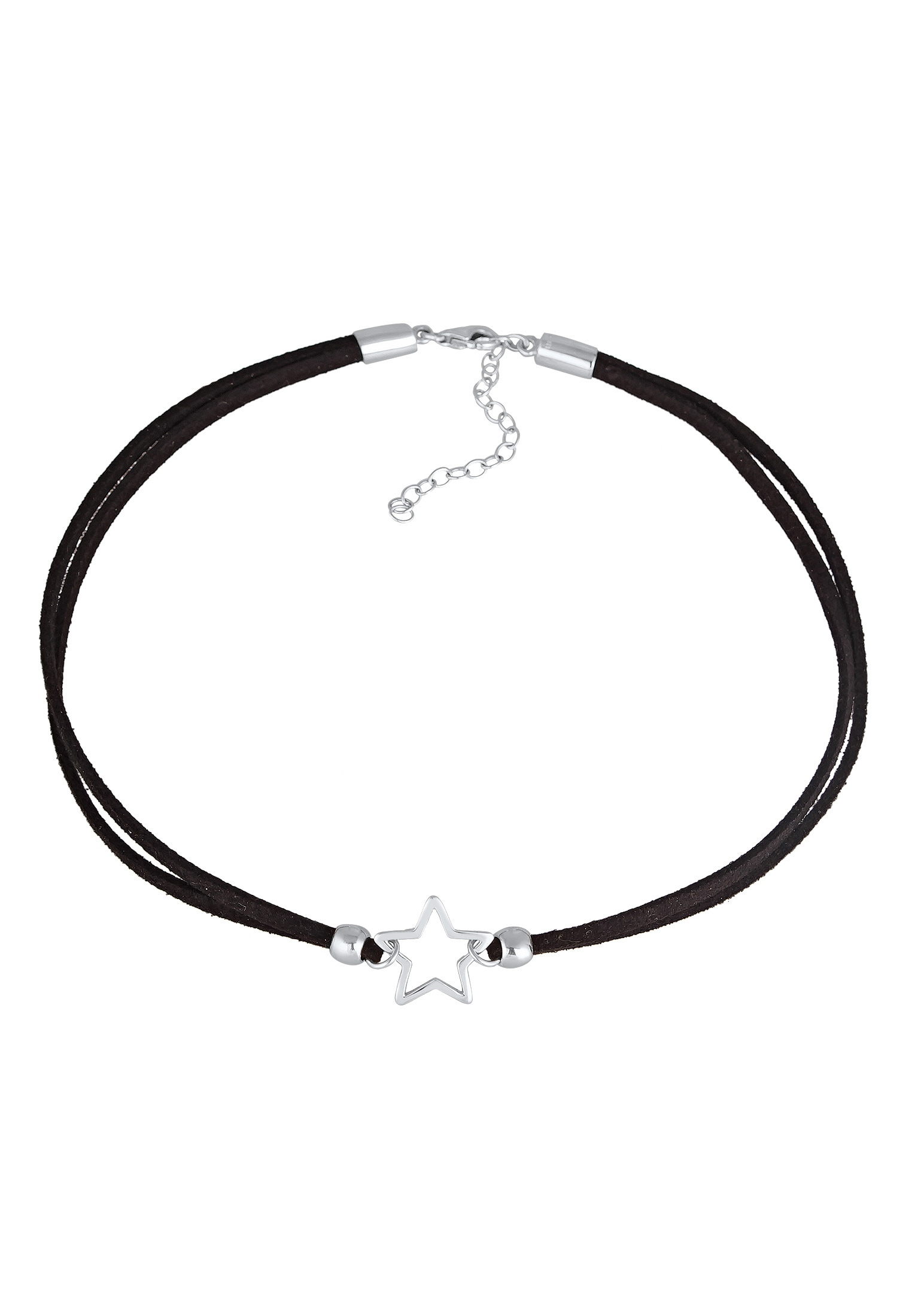 Elli Choker »Halskette Trend Choker Stern Anhänger Imitat Leder 925 Silber«