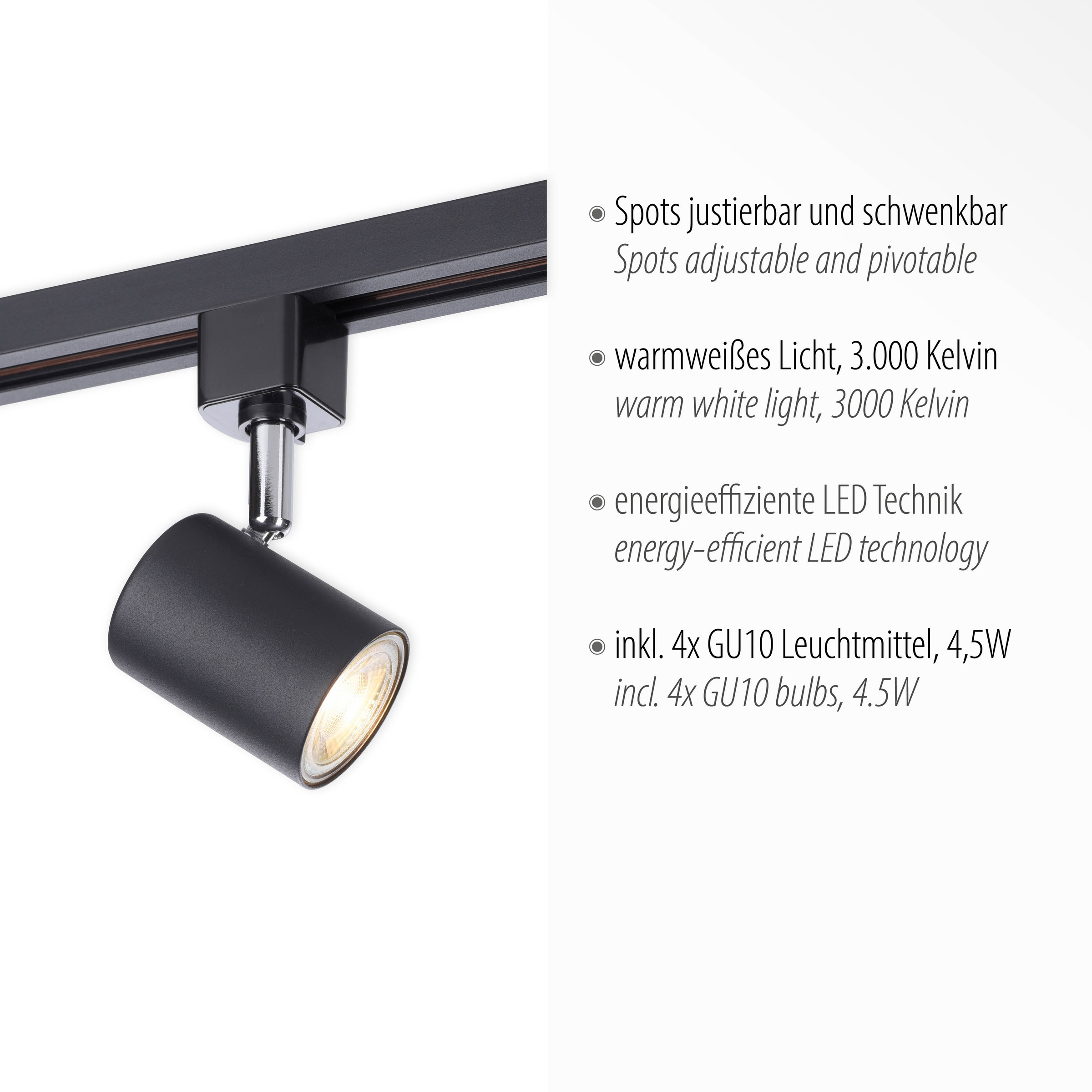 JUST LIGHT Deckenleuchte »TARIK«, 4 flammig, Leuchtmittel GU10 | LED wechselbar, LED