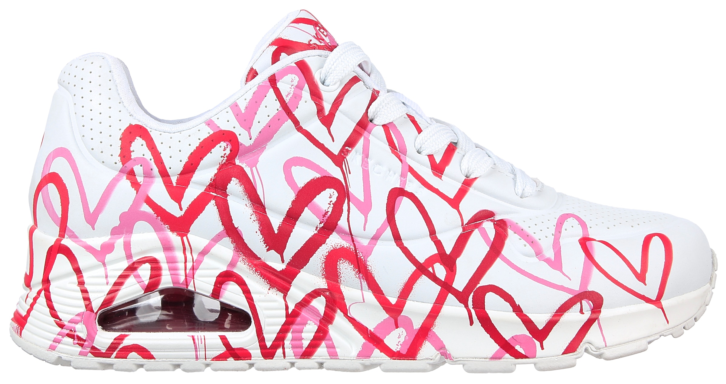 Skechers Wedgesneaker »UNO-SPREAD THE LOVE«, Freizeitschuh, Halbschuh, Schnürschuh mit coolem Graffiti-Print