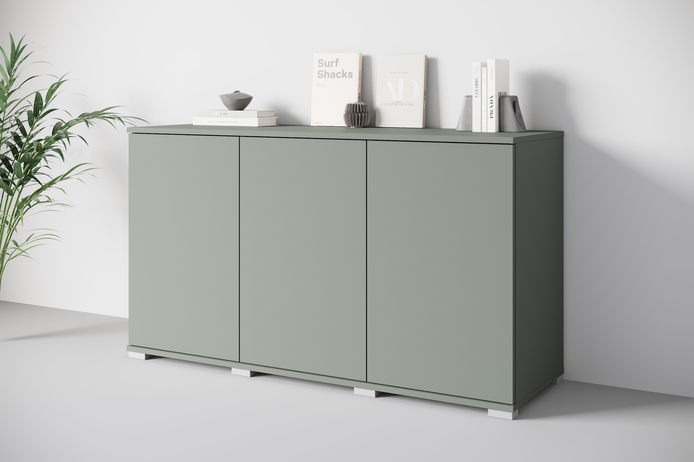 INOSIGN Sideboard »Kenia, moderne grifflose Kommode mit 3 Türen, Breite 120 cm«, (1 St.), Push-to-Open-Fronten, höhenverstellbaren Einlegeböden