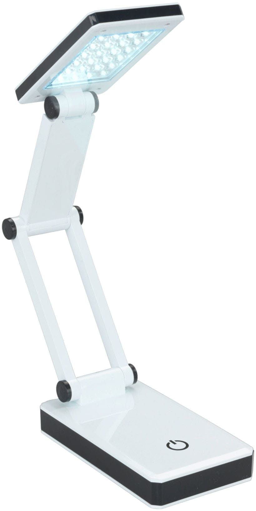 Maximex LED Schreibtischlampe "faltbar" LED-Modul 1 Stk. Neutralweiß LED Lampe, stufenlos verstellbar, USB-Port oder Batteriebetrieb