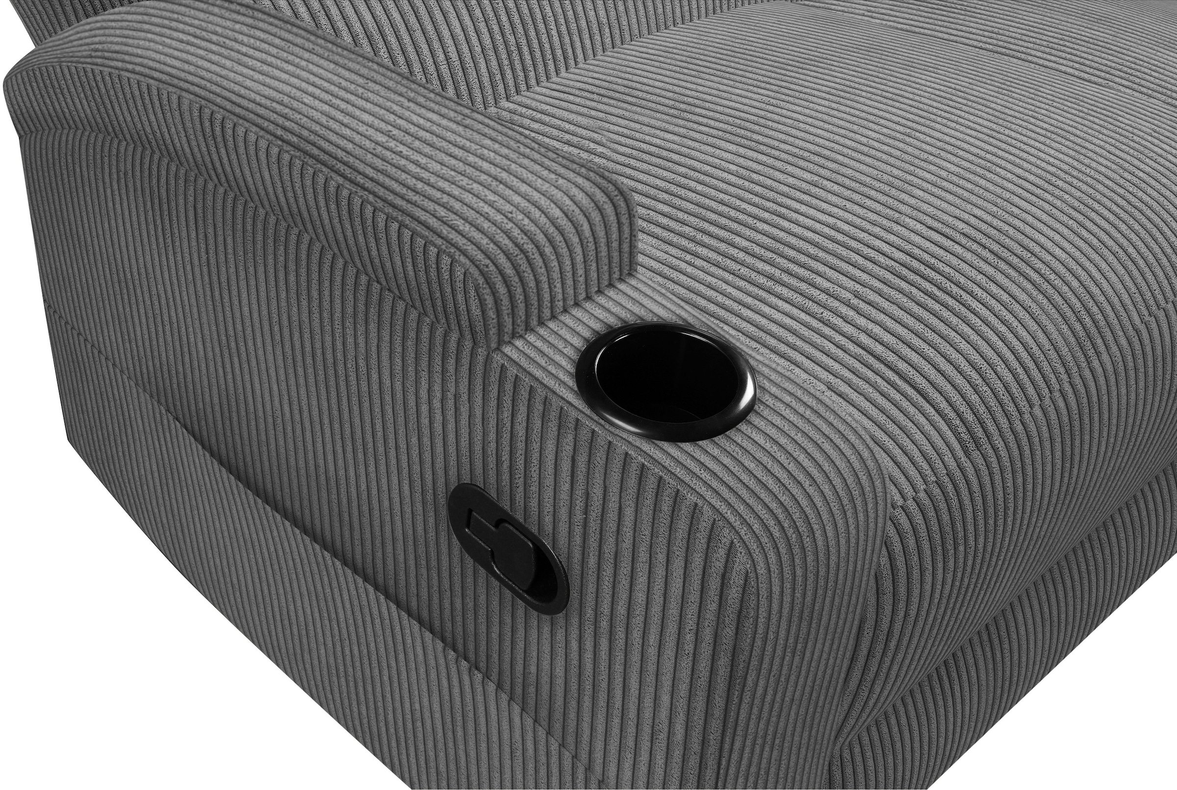 OTTO home Ecksofa »NAPORI Cord, Multimediasofa, 3er Kinosessel XXL, L-Form« Kinosofa, manuelle o. elektr. Relaxfunktion, Staufach, Getränkehalter