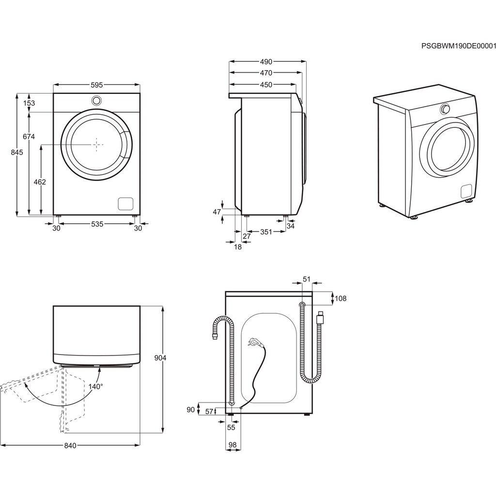 AEG Waschmaschine »L6SEA72470«, L6SEA72470 914341168, 7 kg, 1400 U/min