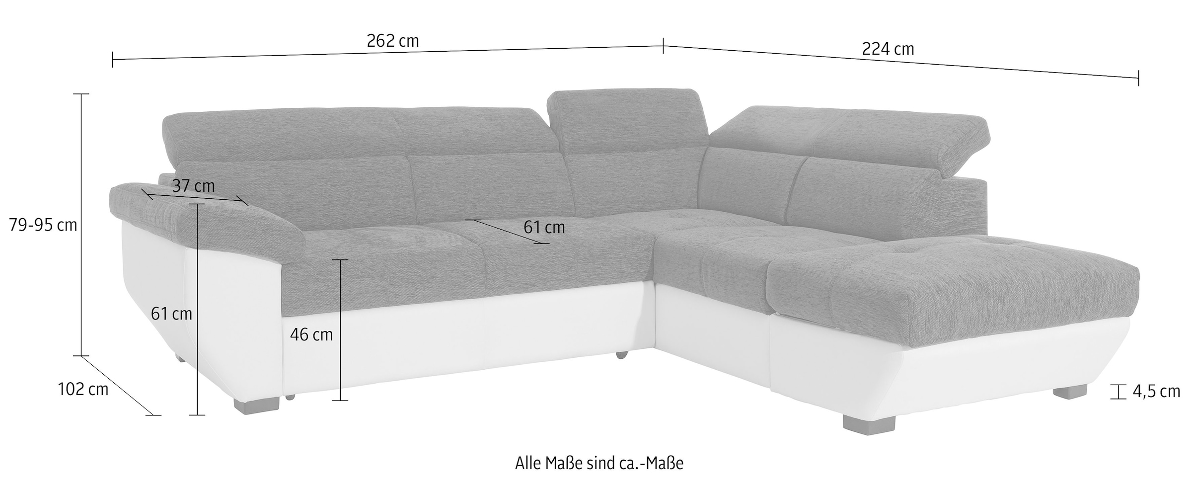 COTTA Ecksofa »Speedway L-Form«, mit Kopfteilverstellung, wahlweise mit Bettfunktion und Bettkasten