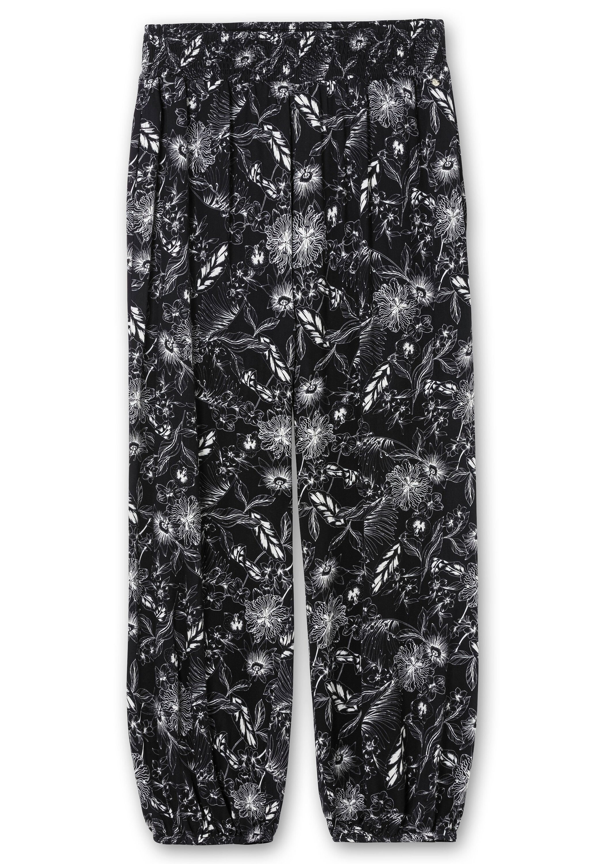 Sheego Schlupfhose »Hose mit Blätterprint und breitem Smokbund«