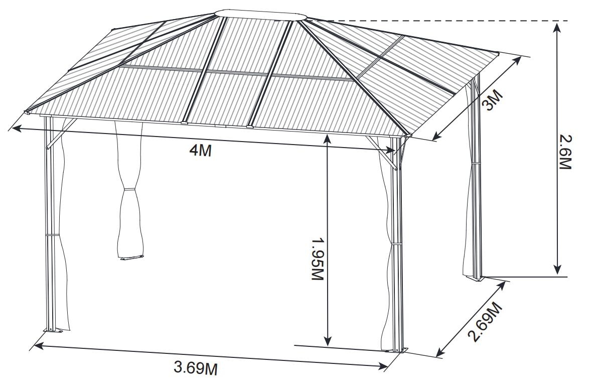 KONIFERA Pavillon »Aruba« BxT: 3x4m, robustes Aluminiumgestell mit PC-Dach