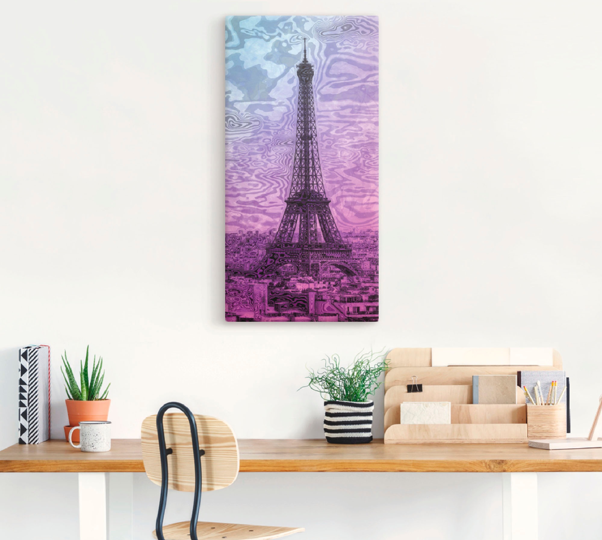 Artland Leinwandbild »Paris Eiffelturm Lila/Blau« Gebäude 1 Stk. tlg. auf Holzrahmen gespannt