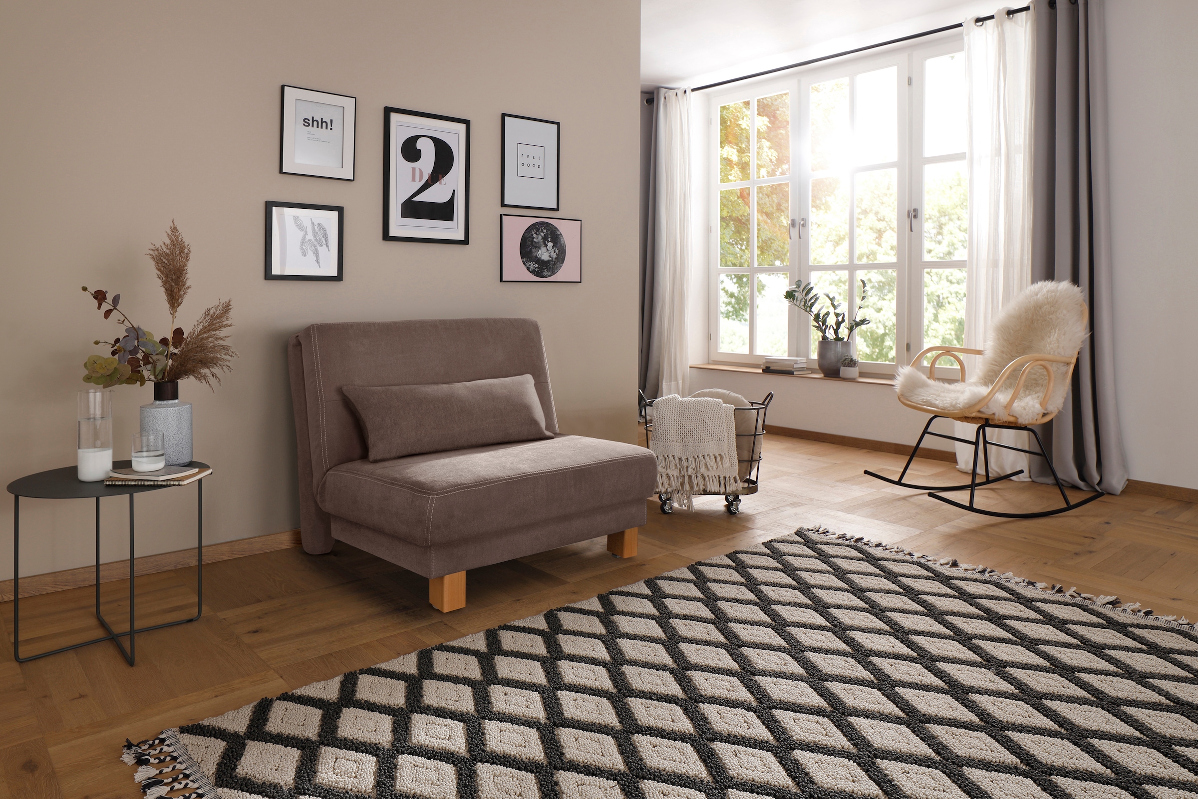 Home affaire Schlafsofa »Gina« vom Sofa zum Bett mit einem Handgriff, in 4 Breiten, Nierenkissen