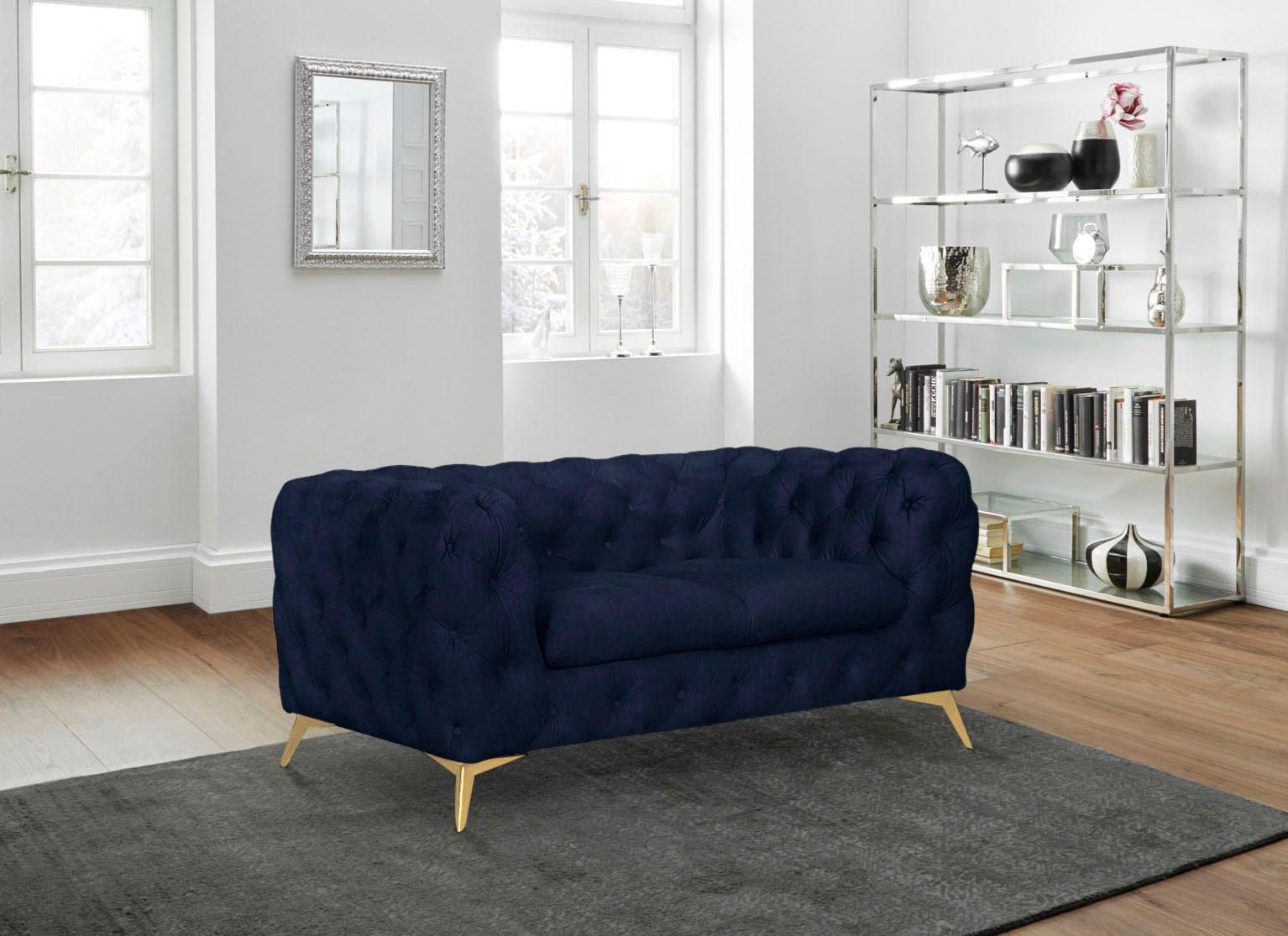 Leonique Chesterfield-Sofa »Glynis«, aufwändige Knopfheftung, moderne Chesterfield Optik, Fußfarbe wählbar