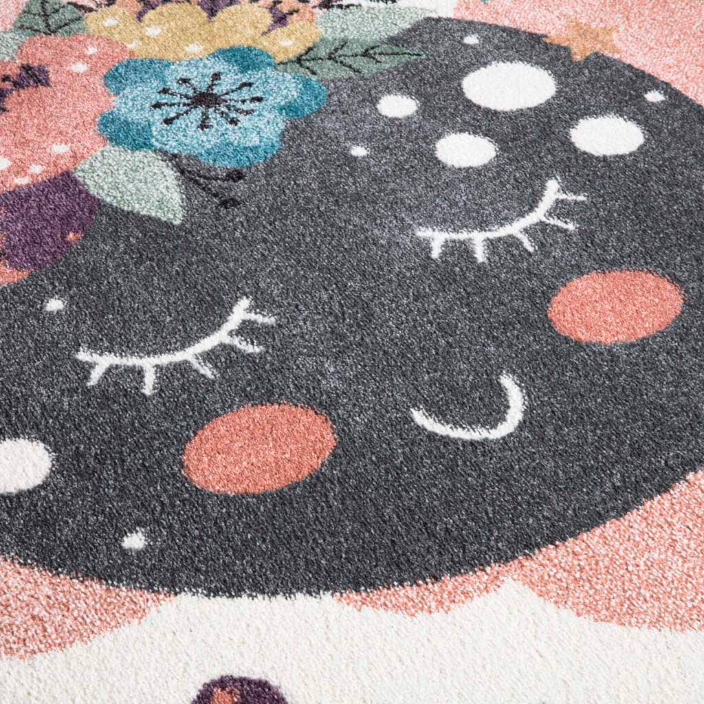 Carpet City Kinderteppich »ANIME917«, rechteckig, 11 mm Höhe, Kinderzimmer Teppich Modern mit Mond, Blumen, Wolken, Creme, Multi