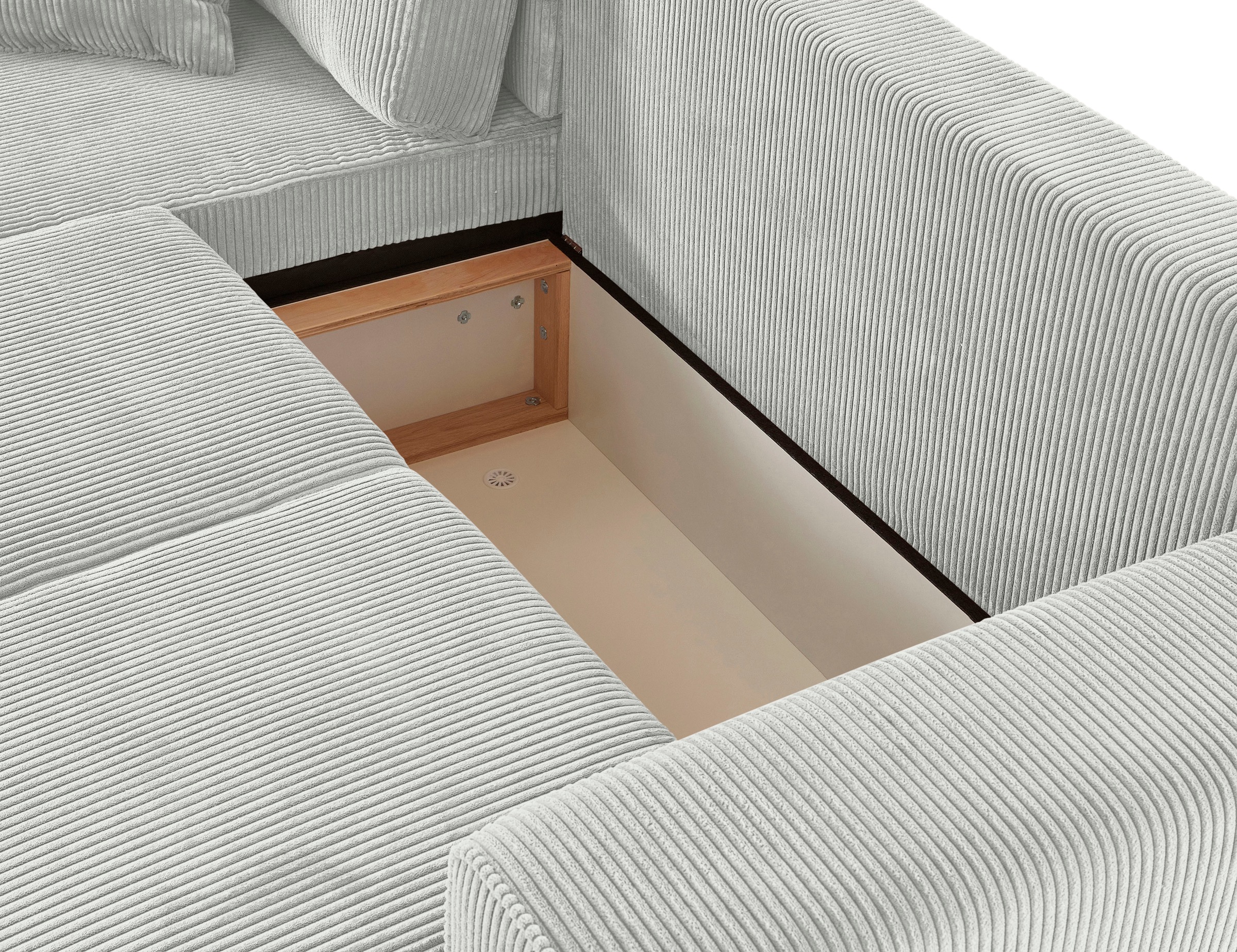 Guido Maria Kretschmer Home&Living Ecksofa »Györ«, L-Form, wahlweise mit Bettfunktion und Bettkasten incl. 2 Zierkissen