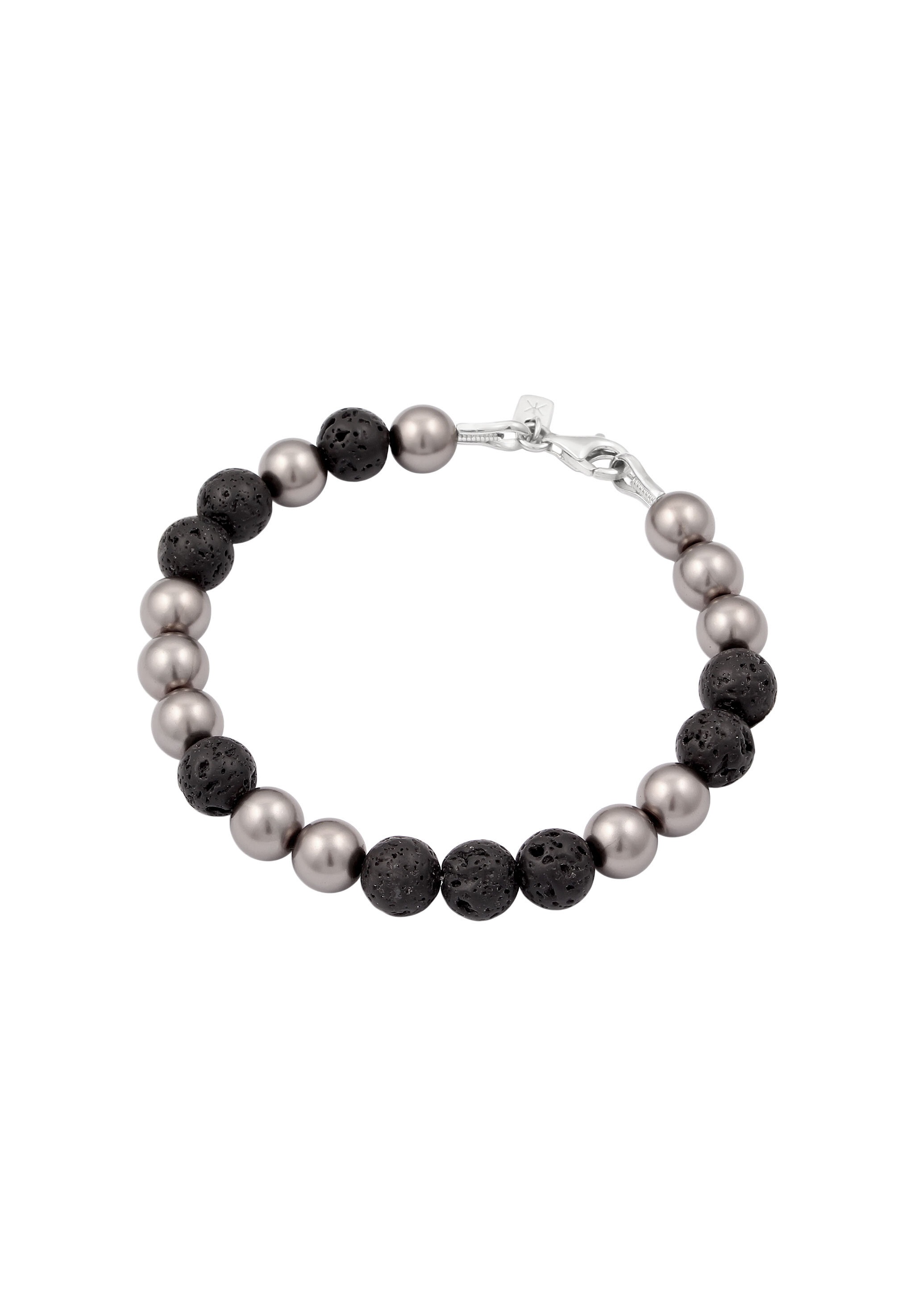 Kuzzoi Armkette »Armband Lava Synthetische Perle Grau Schwarz 925 Sterling Silber«