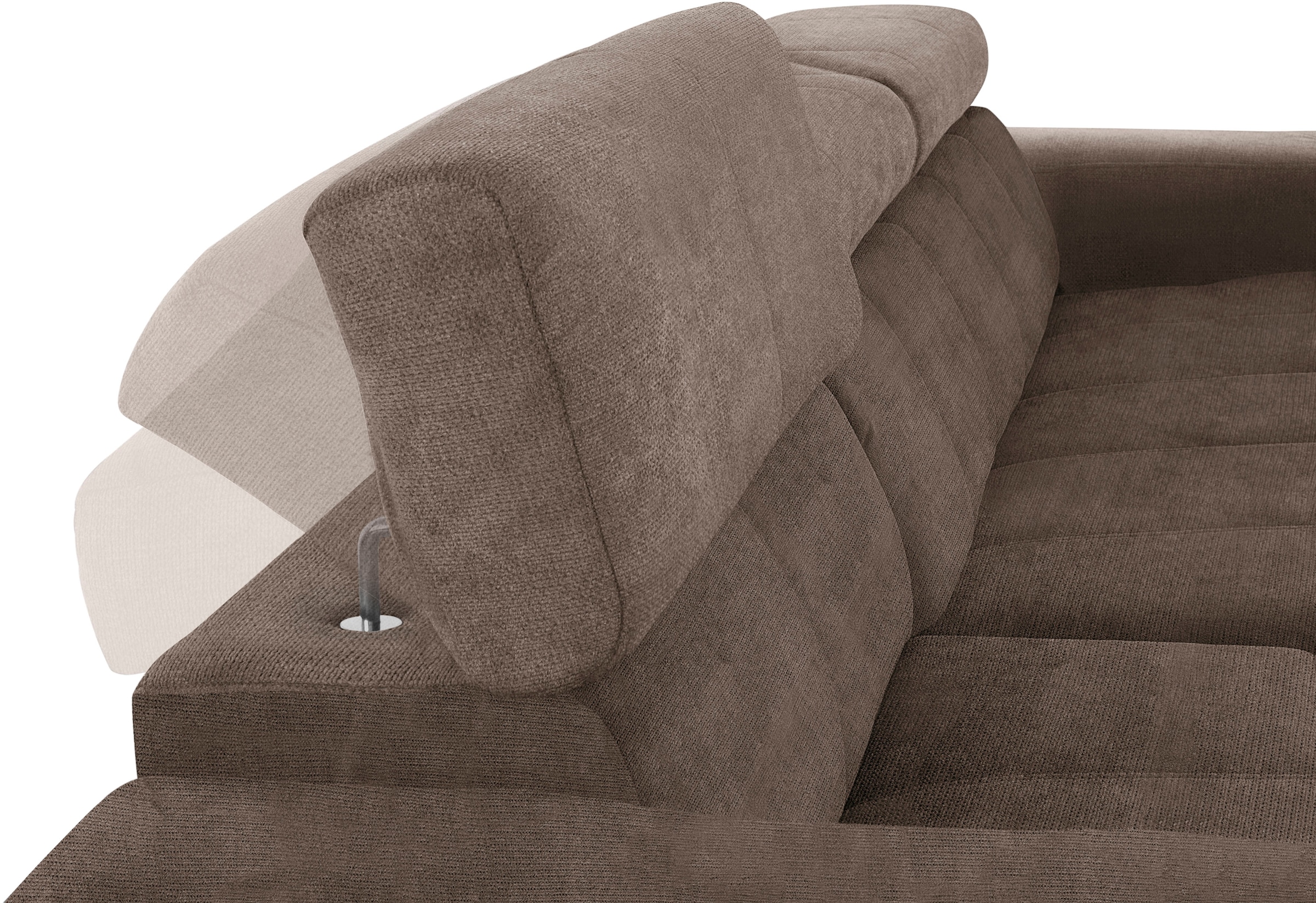 DOMO collection Ecksofa »Brandon Sitzbelastung 140 kg, große Ausführung, B/T/H: 289/177/80 cm«, mit Kopfteilverstellung, wahlweise Sitztiefenverstellung, L-Form