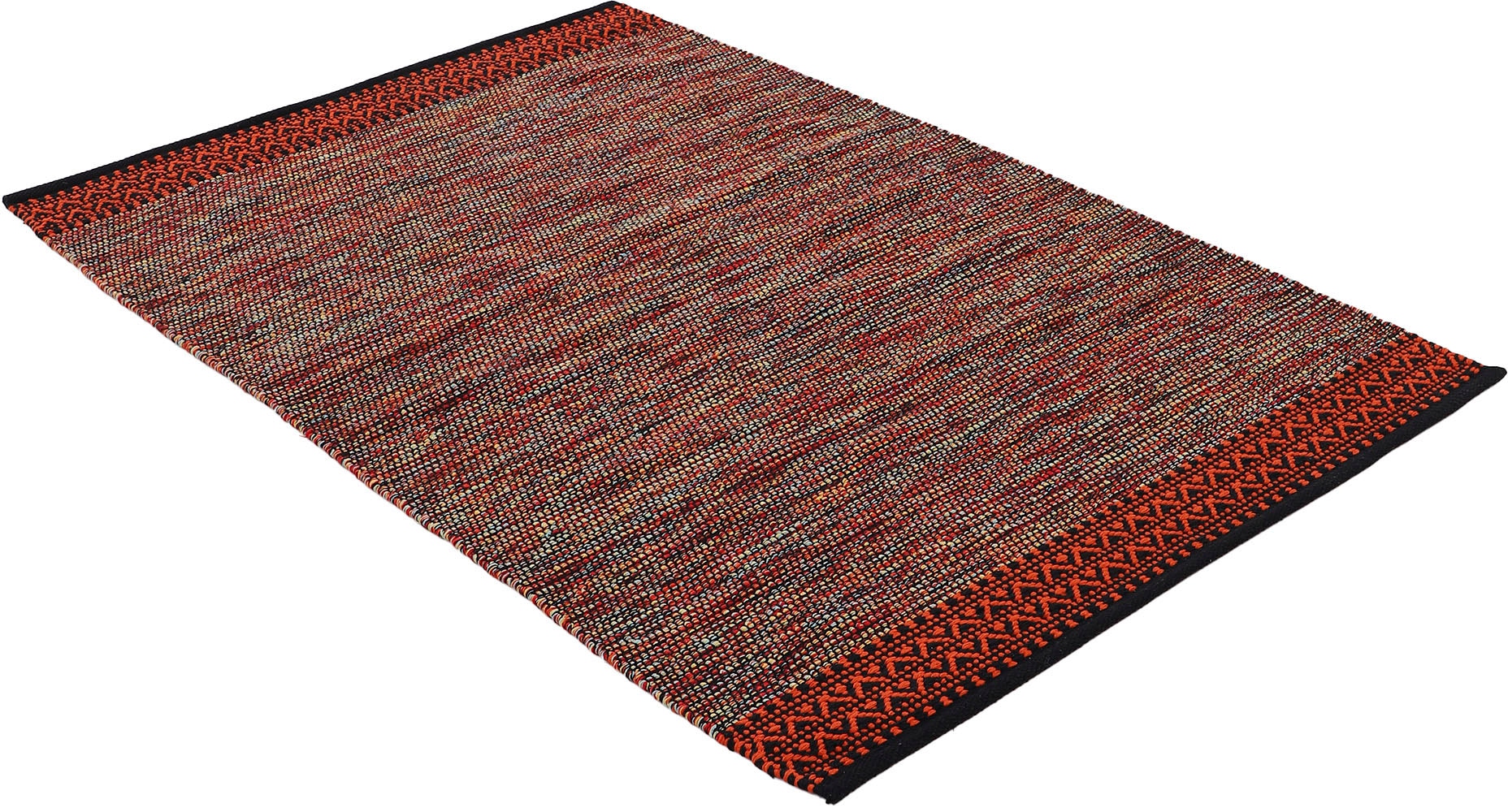 carpetfine Teppich »Kelim Mia,  auch als Läufer erhältlich«, rechteckig, 6 mm Höhe, handgewebt, Baumwolle, Wendeteppich, Fleckerl, Bordüre, Wohnzimmer