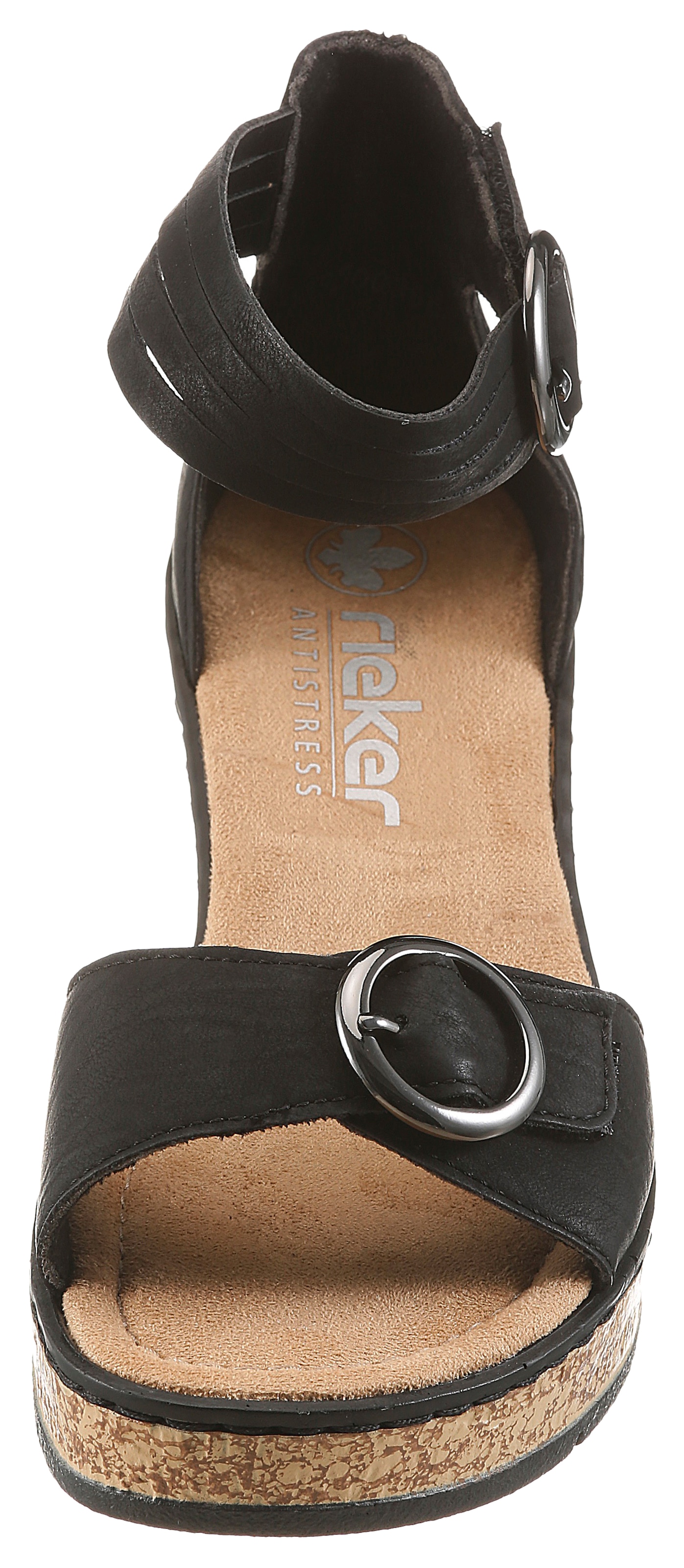 Rieker Keilsandalette  Sommerschuh, Urlaubsschuh, Sandale mit trendy Fesselriemchen