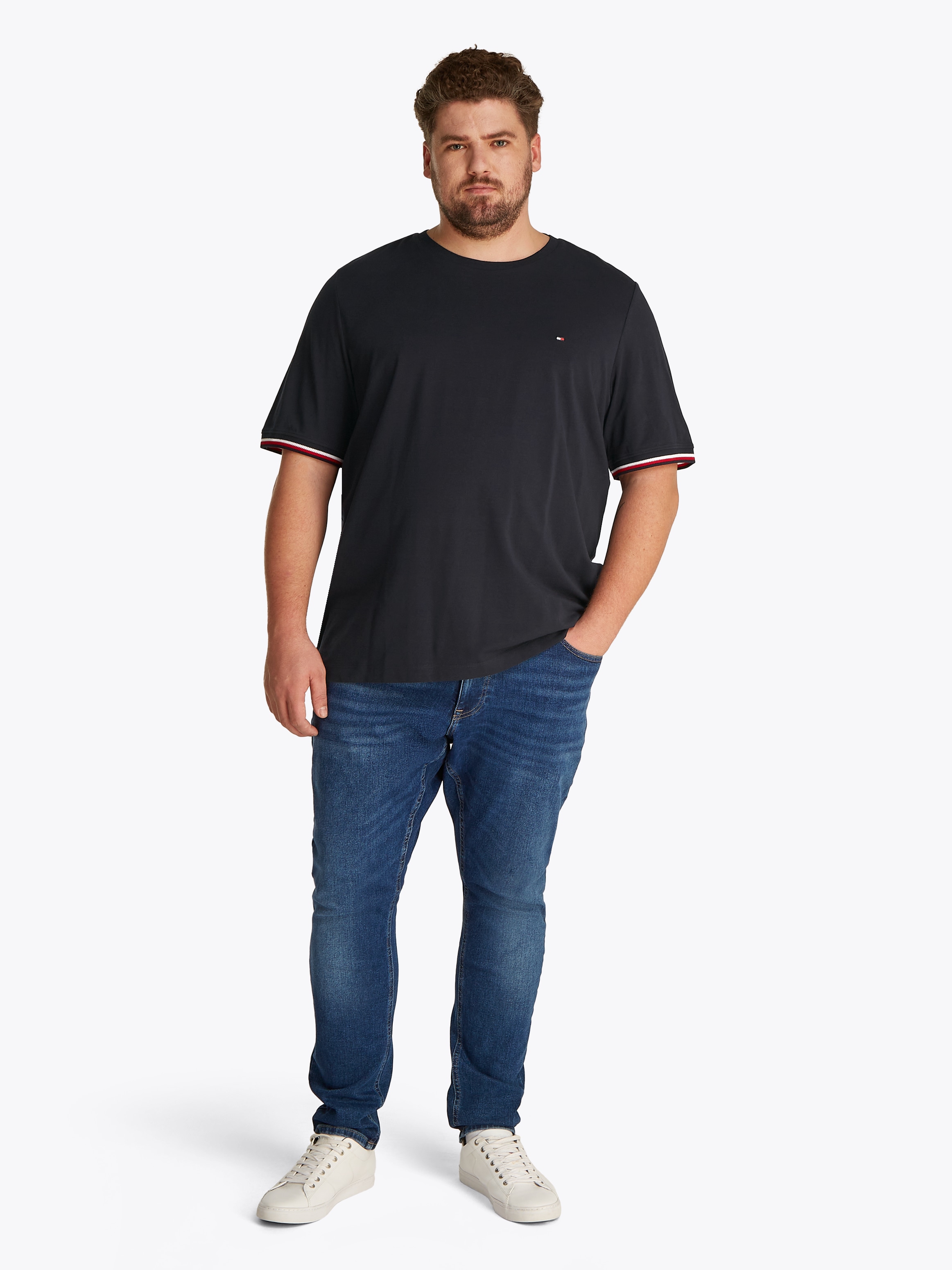 Tommy Hilfiger Big & Tall T-Shirt »BT-GLOBAL STRIPE CUFF TEE-B«, Große Größen